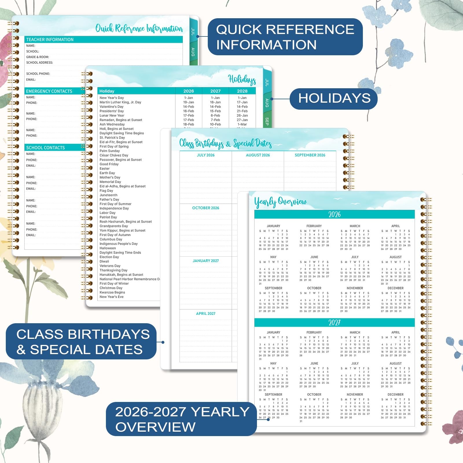 Teacher Planner 2026-2027 – Lesson 8.5“ x 11”, PINK 7