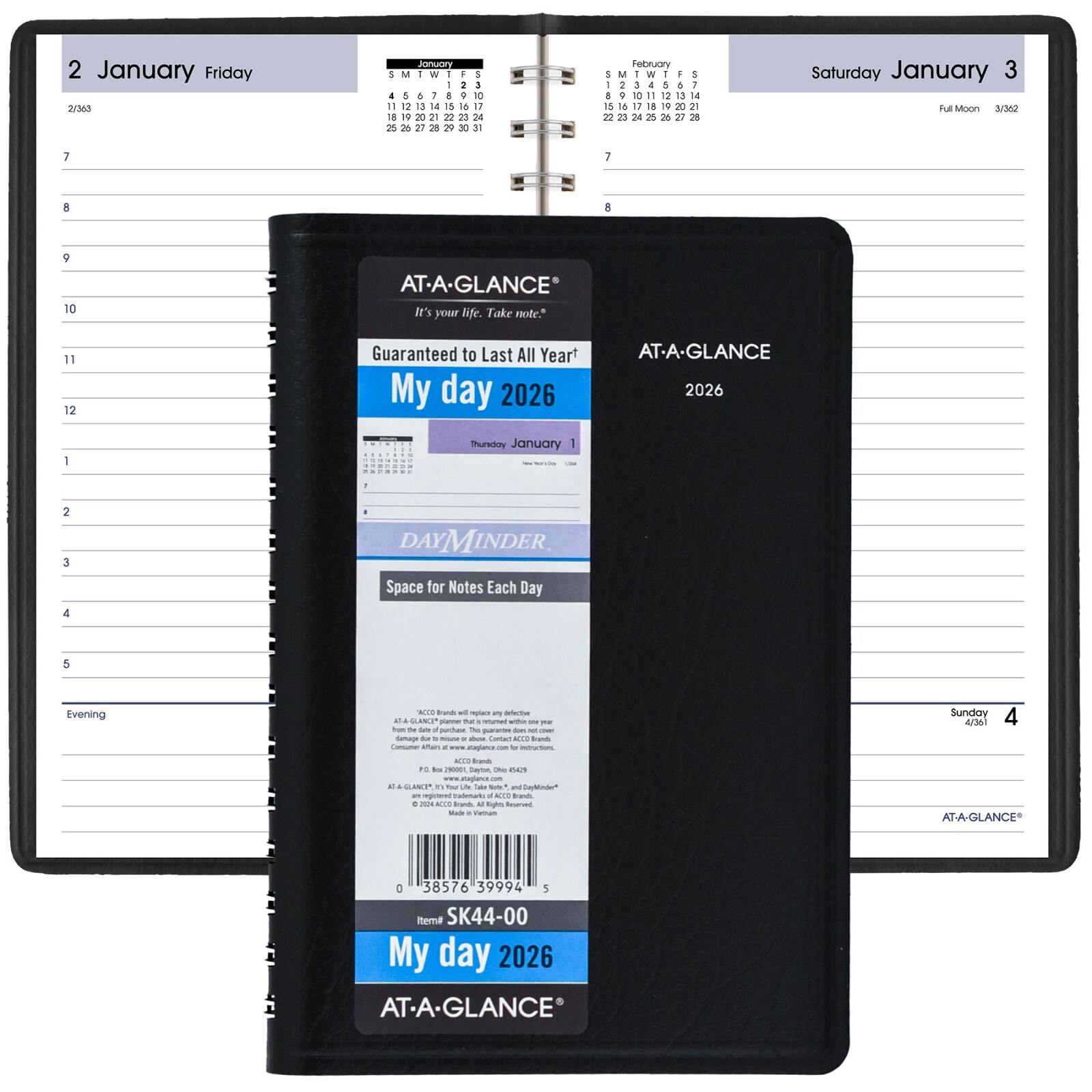 2026 At-A-Glance DayMinder SK44-00 Daily Appointment Book, 5 x 8″