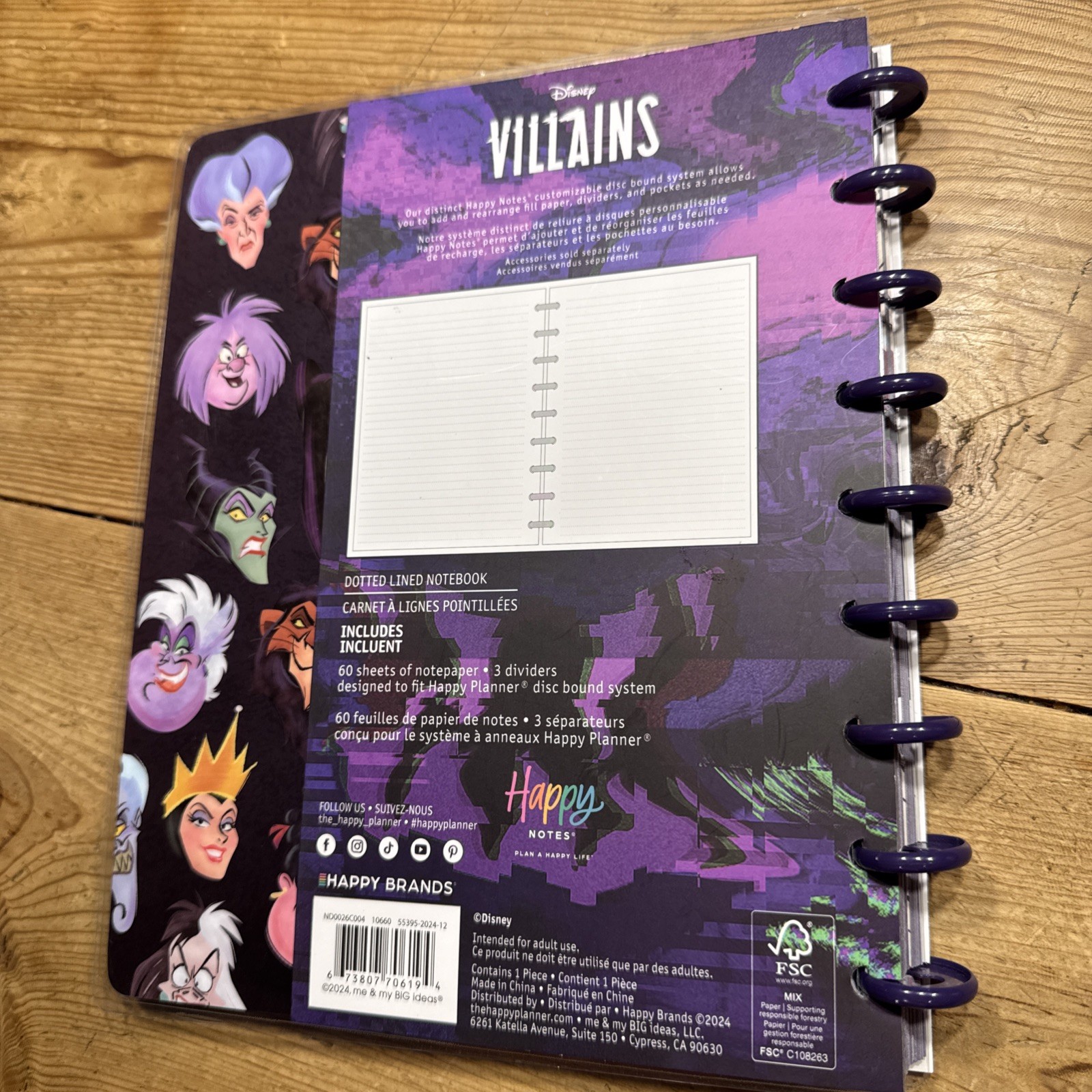 Disney Villains Happy Notes Notebook Planner Classic Evil Queen Maleficent New