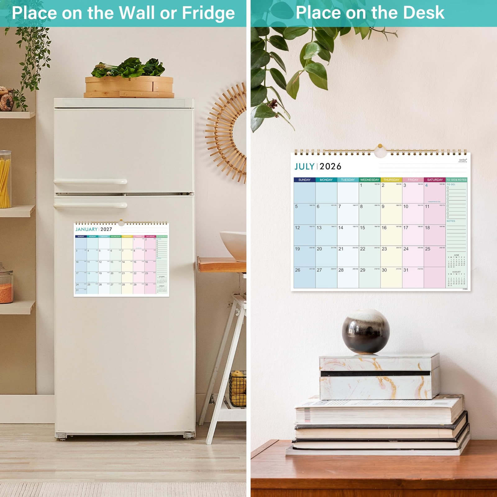 Calendar 2026-2027 – Wall Calendar 2026-2027, Jul.2026 – Dec.2027, 11″ x 8.5″…