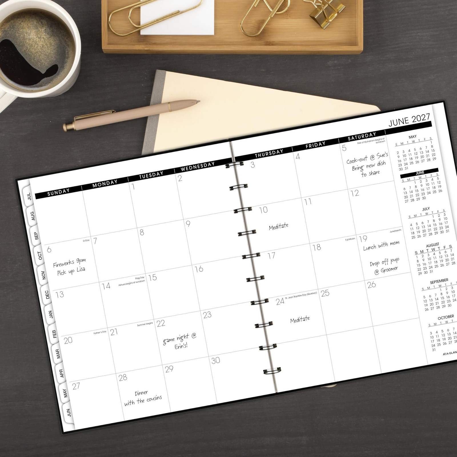 AT-A-GLANCE Planner 2026-2027 Weekly & Monthly Academic 9 x 11 inches, Black