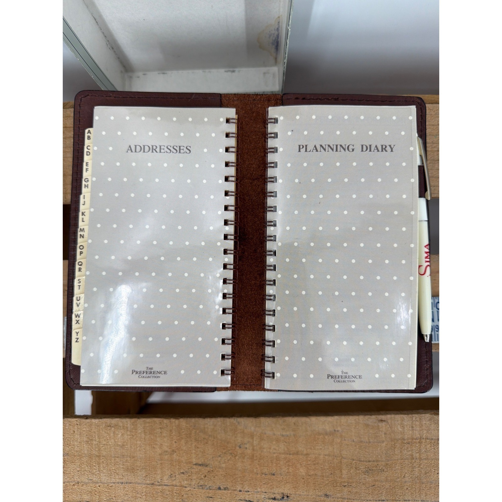 Vintage St. Dennis Pocket Size Agenda Burgundy Leather Diary Address Book NOS