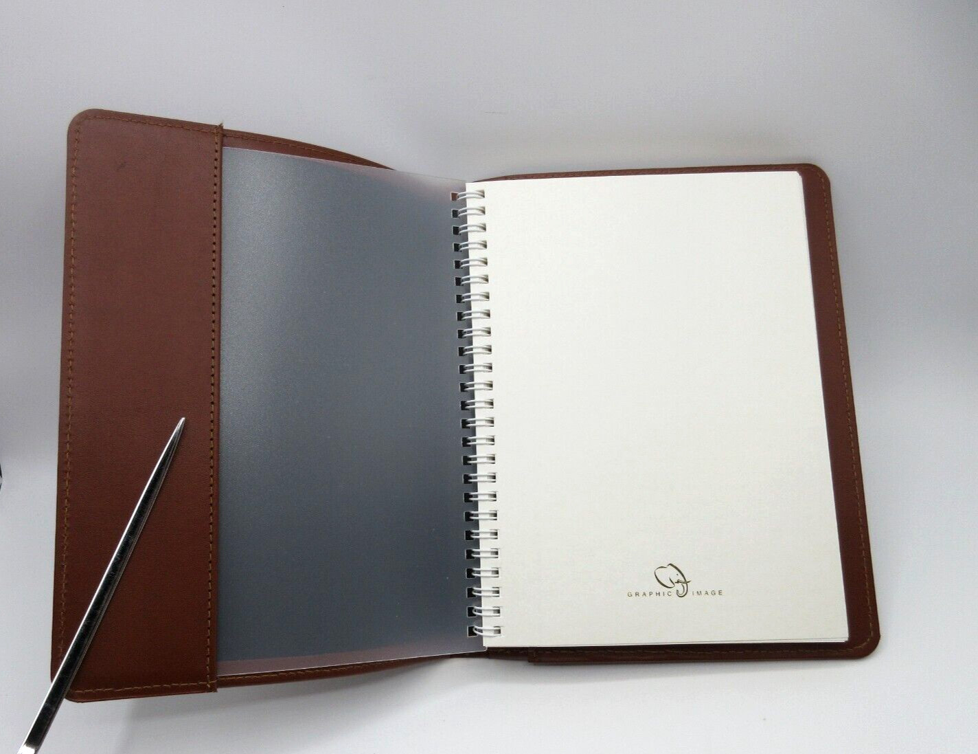 Jos. A. Bank Notebook 9″ Leather Cover Refillable Spiral 144 Lined Pages Brown