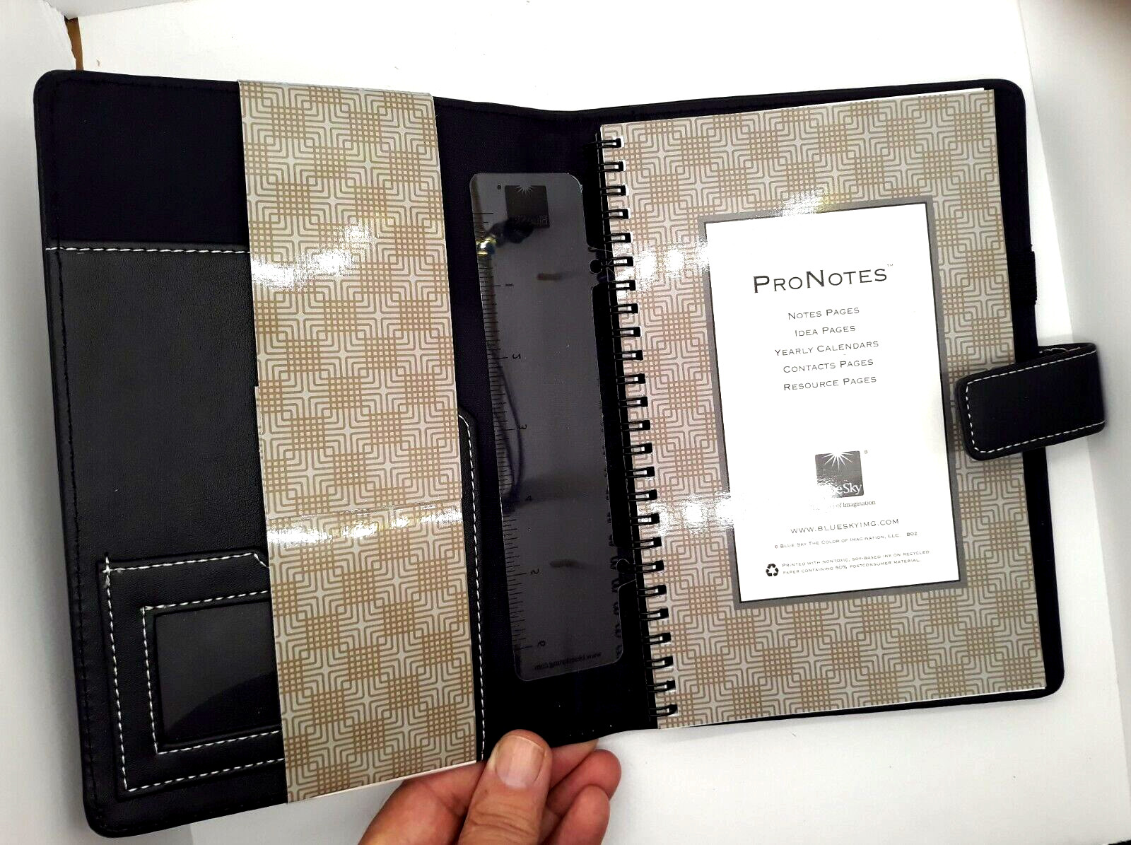 Blue Sky Pro Notes Black Notebook / Planner Faux Leather #11224 8 1/2″ x 5″