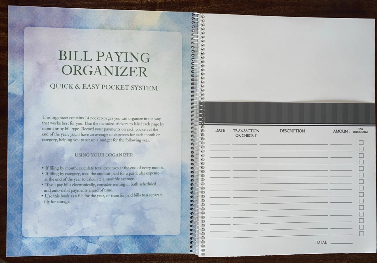 12 Month Bill Paying Organizer Colorful Images 14 Pages Pockets Poppies FREESHIP