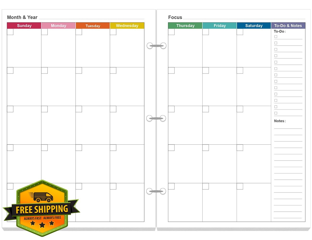 Yaridar Half Letter Size Undated Monthly Planner Refills