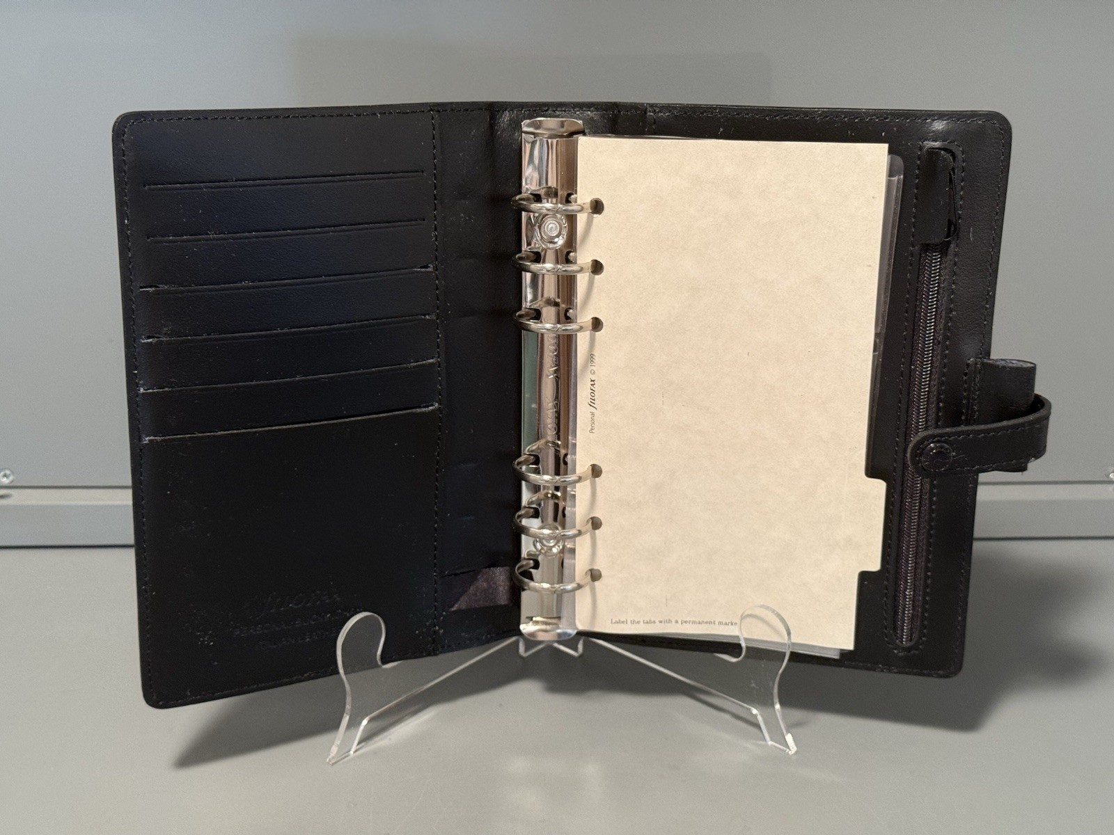 Genuine Filofax 1999 BLK Italian Leather Personal Buckingham Personal Organizer