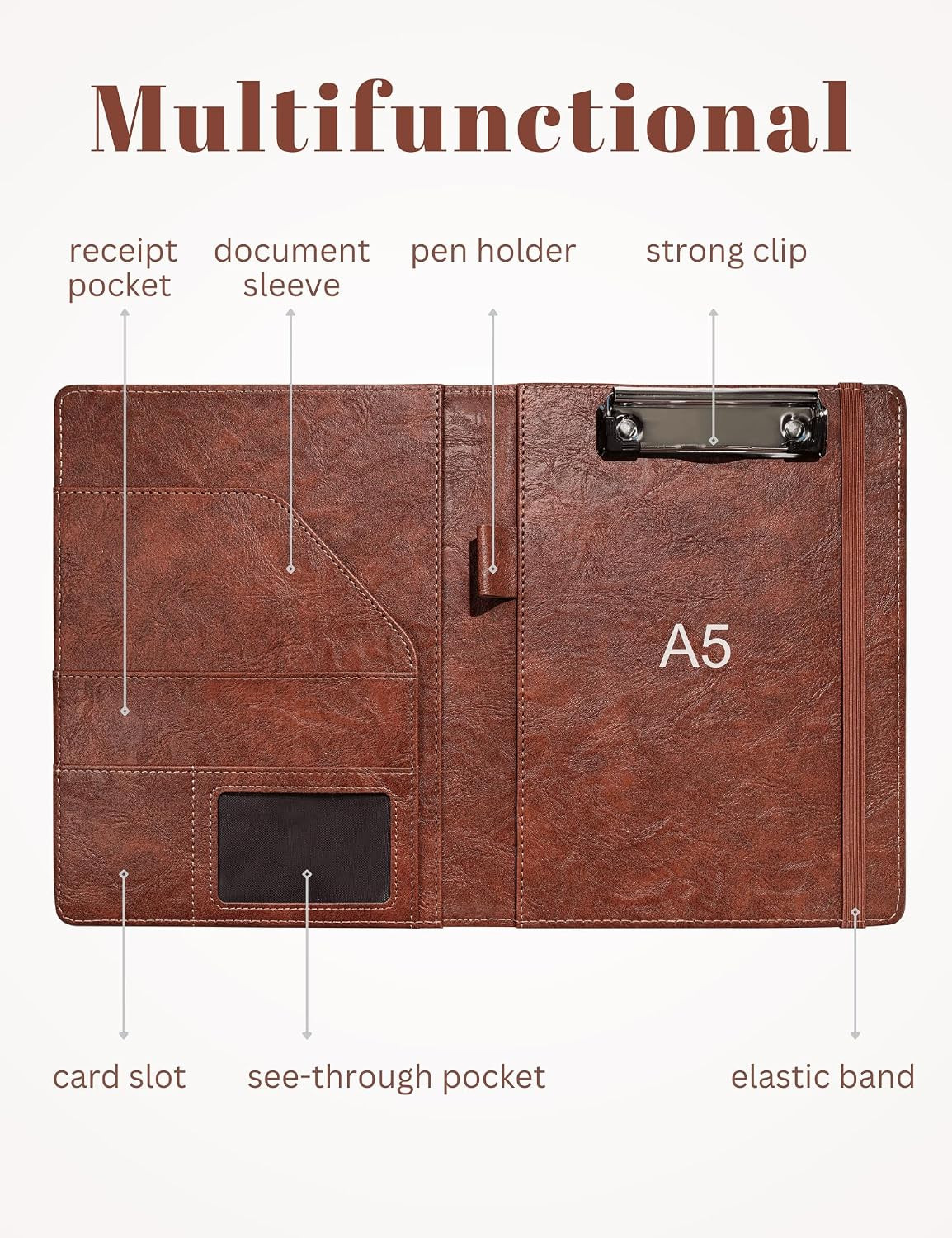Small Padfolio Clipboard Folder for 5X8 Inch Writing Pads, Compact A5 Portfolio