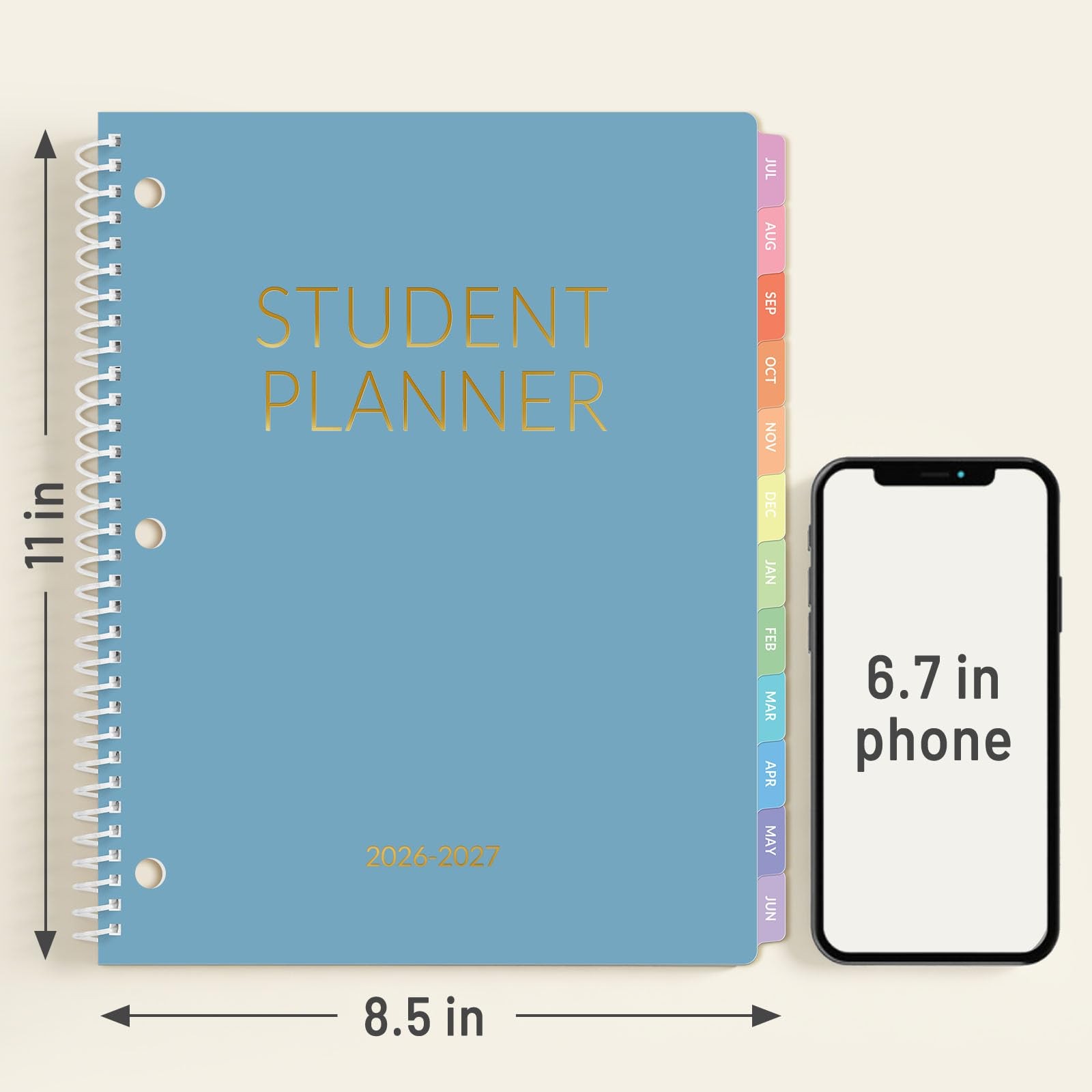 Student Planner 2026-2027, SUNEE Academic Weekly & A4 8.5″×11″, Grey Blue