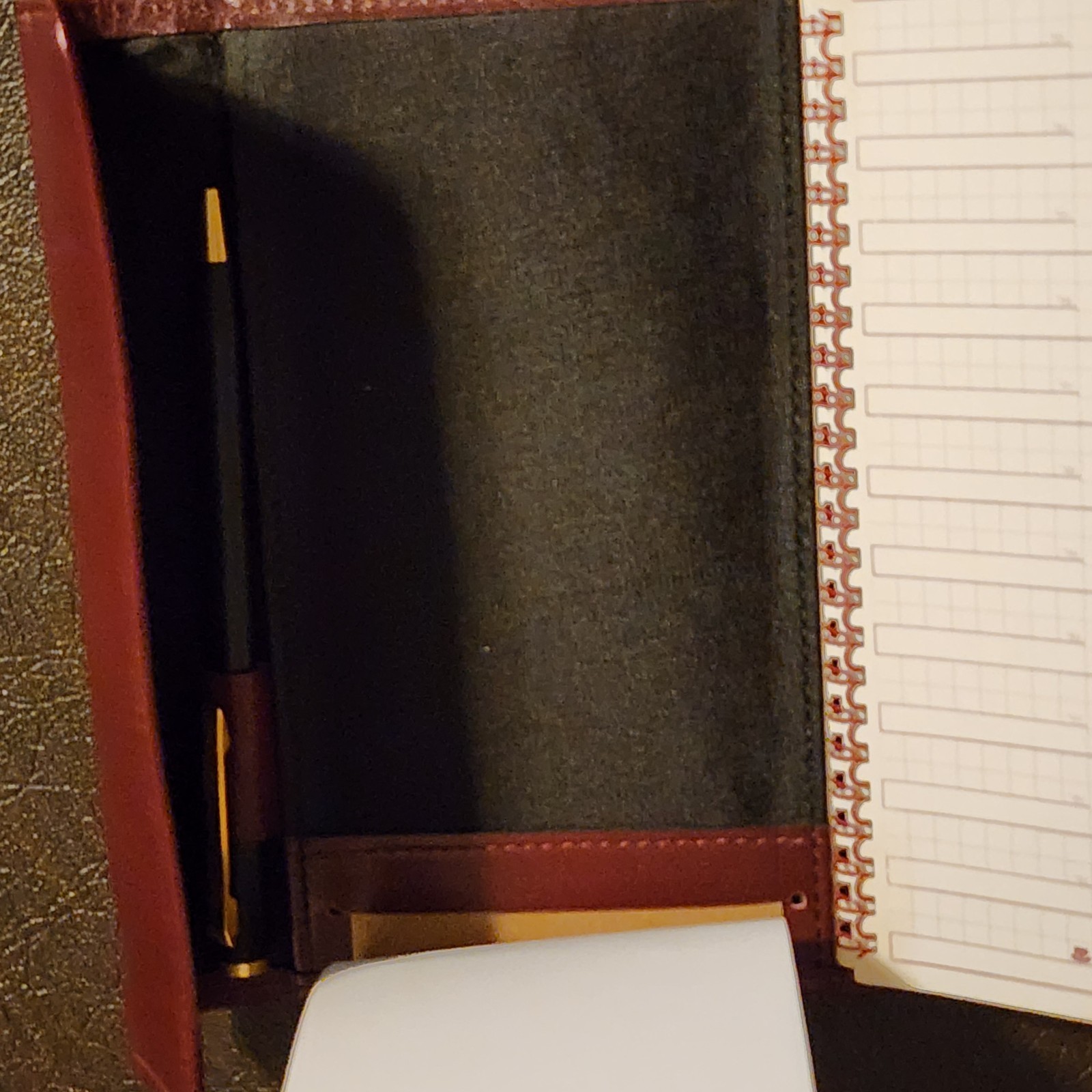 Vintage 1987 Harper House Genuine Leather Small Planner Agenda Burgundy w/ Pen