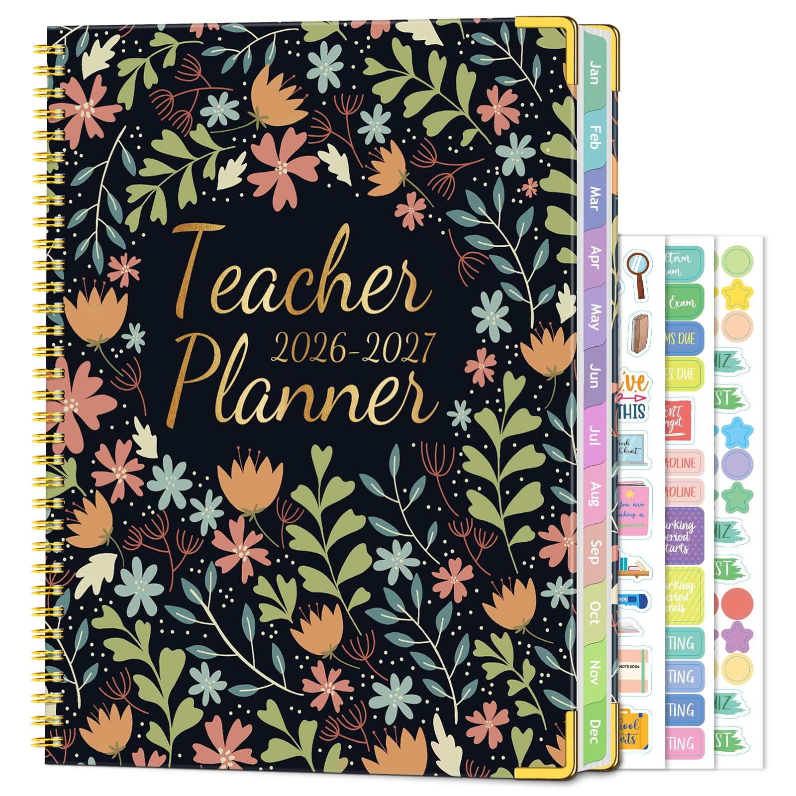 Teacher Planner 2026-2027 Academic Year, July 2026-June 2026-2027, Red Flower