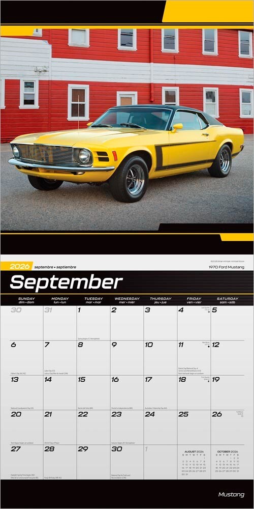 Ford Mustang OFFICIAL | 2026 12×24″ Square Wall Calendar | Plastic-Free
