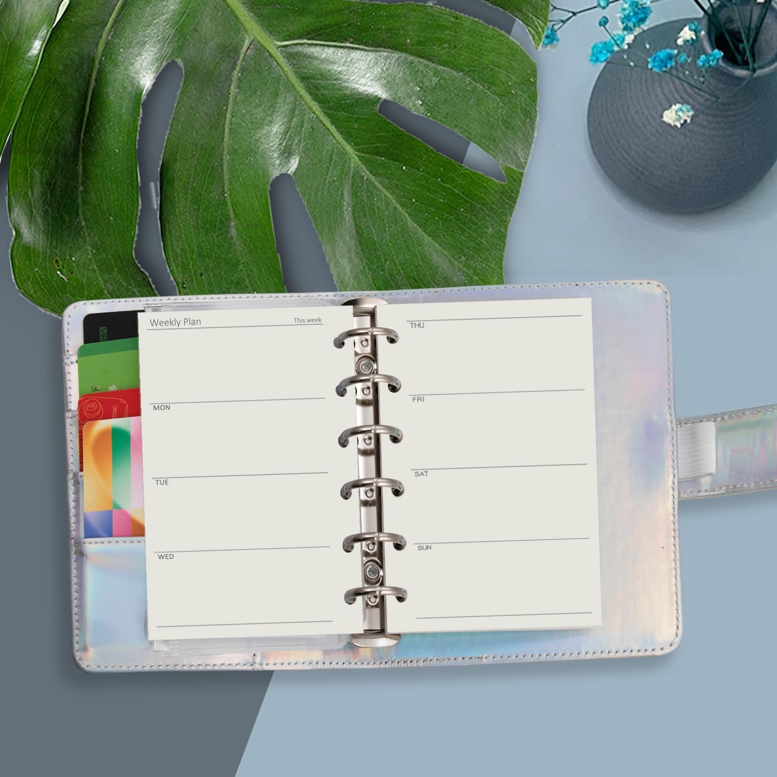 A7 6-Hole Binder Refill Set with Monthly Planner, Stickers, and Dividers