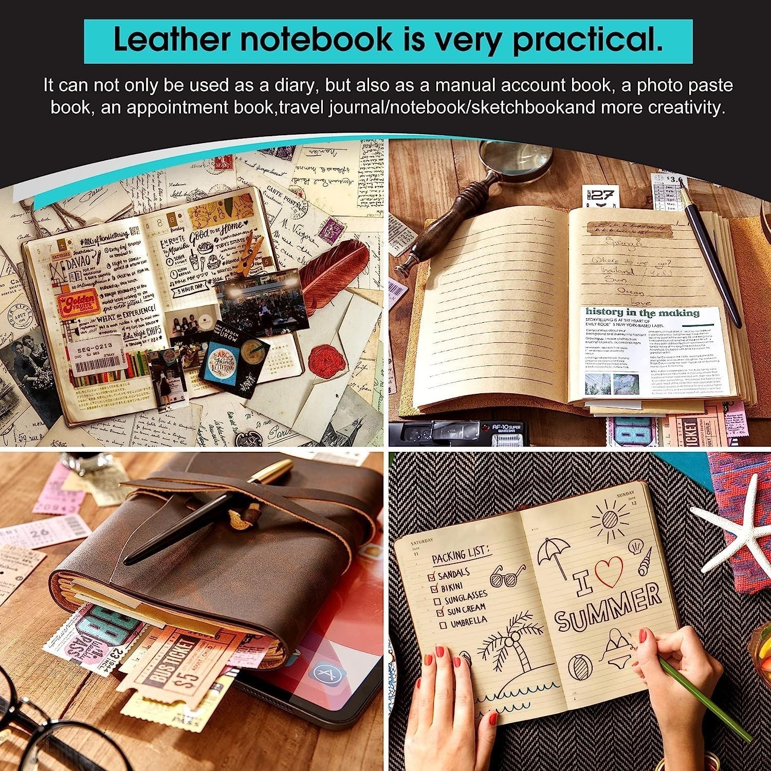 Elegant 8×10 Leather Journal for Artists and Writers – Smooth Writing Pages