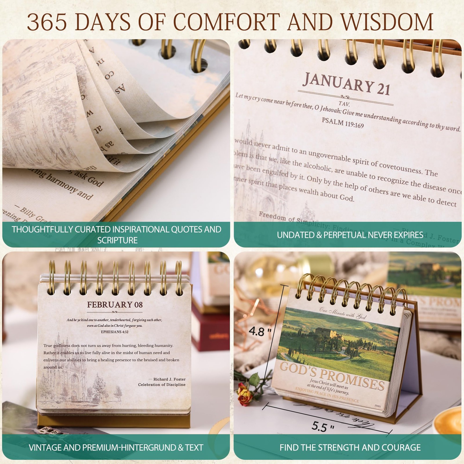 Desk Calendar – Christian Gifts/Religious Gifts for Women, Bible Gifts, 4.8″…