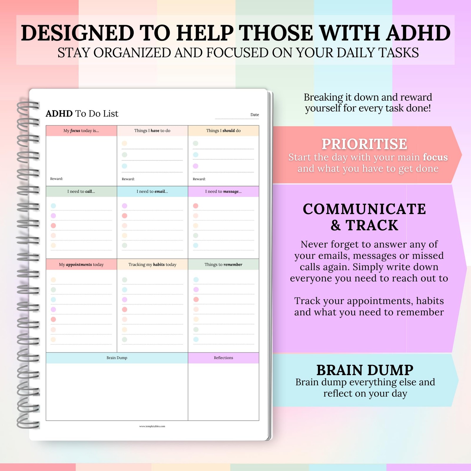 Adhd Daily Planner To Do List A5 – Focus & Productivity Task Manager | 100 Pages