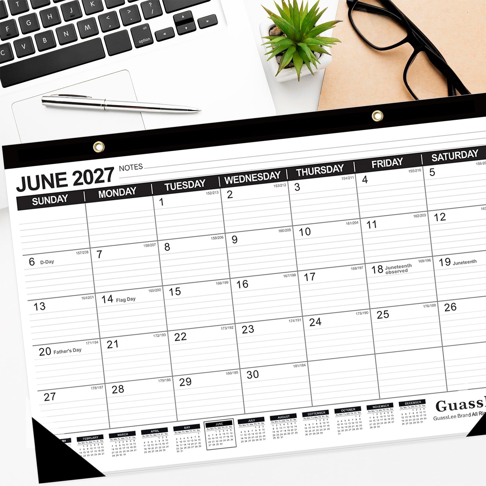 GuassLee Desk Calendar 2026-2027 – 19 Months Academic 17″x11.5″, Jun 1 pack