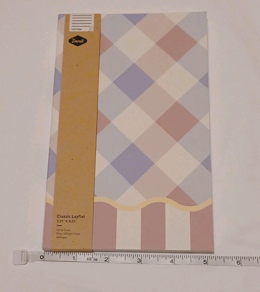 Denik Classic Layflat Notebook Pastel Plaid Cover 5.25″ X 8.25″ 144 Pages New
