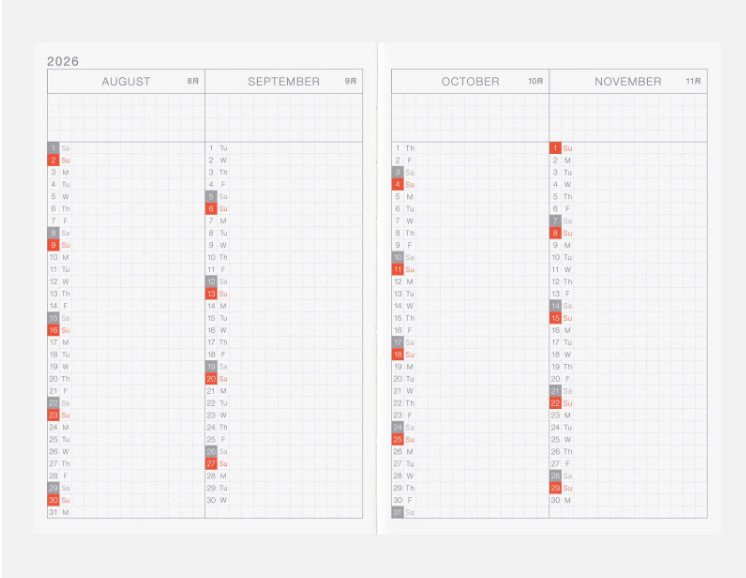 Hobonichi Techo 2026 original A6 Size Book Planner English Version