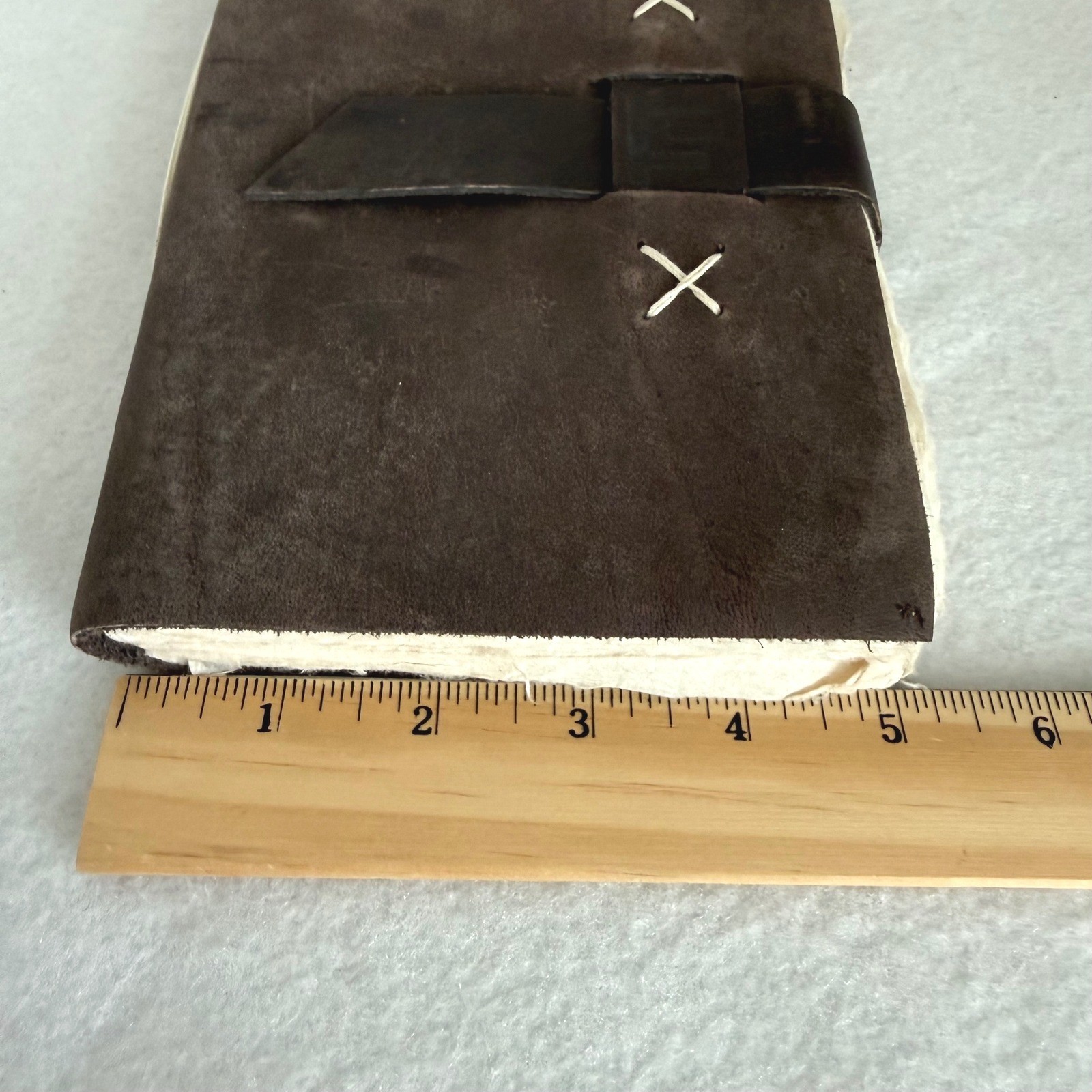 Kathmandu Valley Co Leather Journal Lokta Paper Handmade Nepal Brown Suede 5.5×8