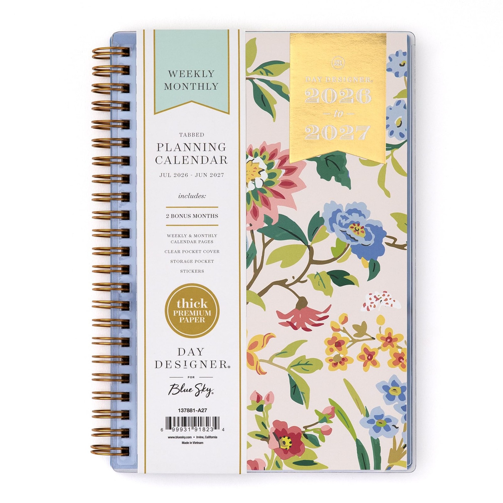 Blue Sky Day Designer 2026-2027 5″ x 8″, Climbing Floral Blush- 2026/2027