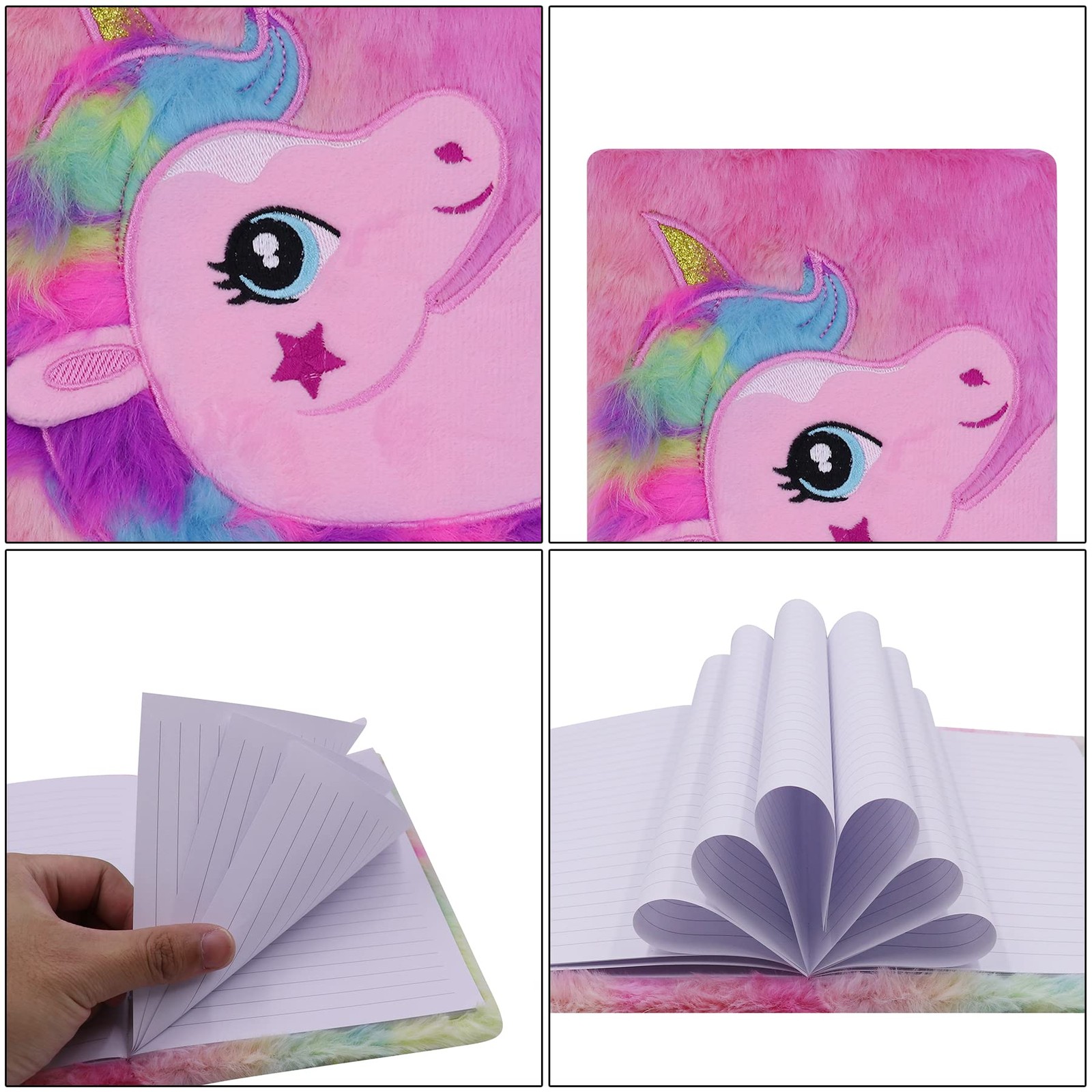 Fuzzy Plush Notebook Journal Cute Rainbow Unicorn Diary A5, Unicorn-Tie Dye