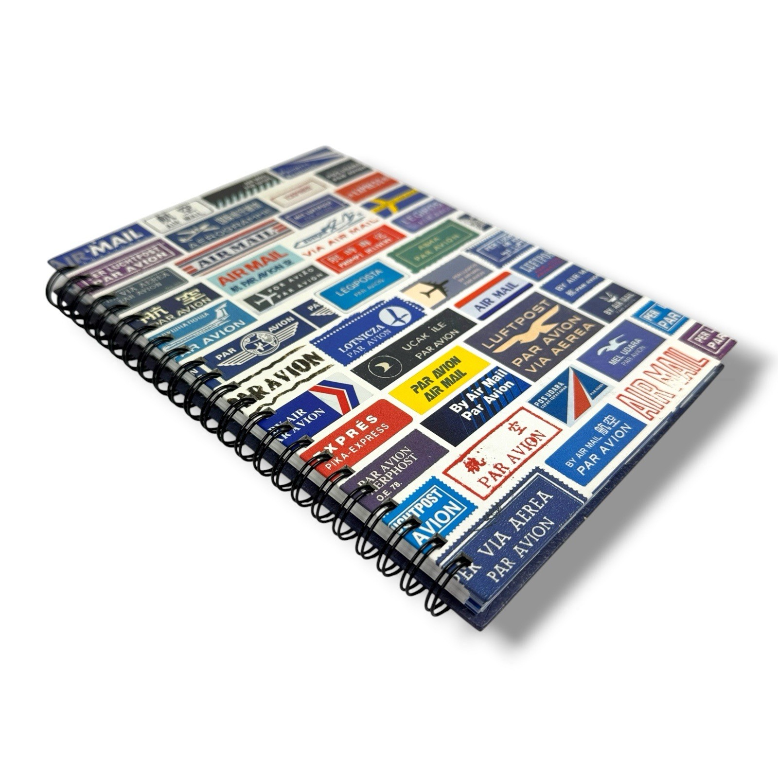 AIR MAIL Par Avion NOTEBOOK Journal Spiral Bound HC 63 Blank Pgs Chronical Books