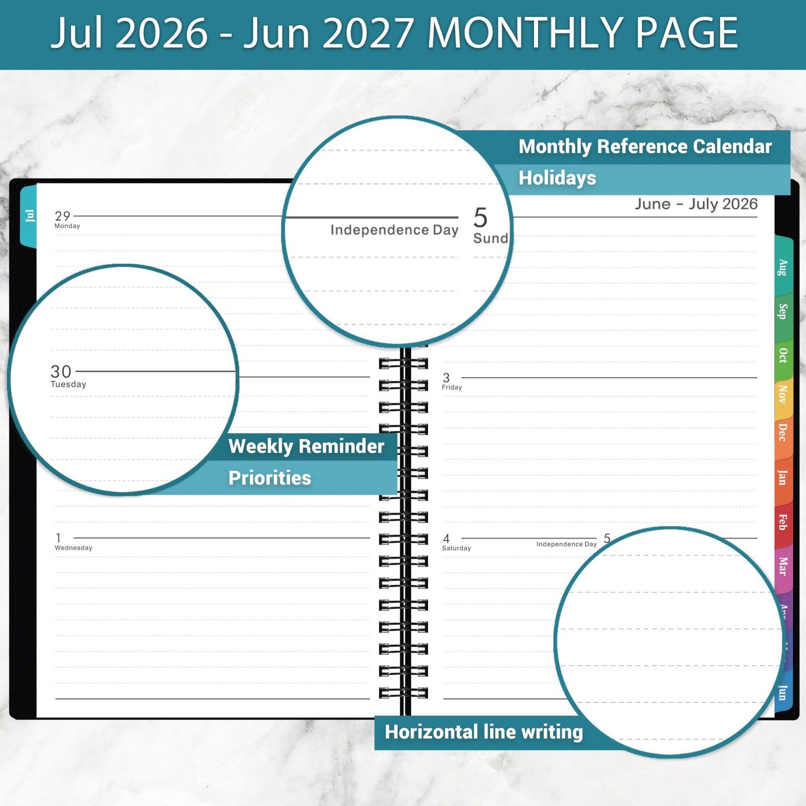Planner 2026-2027 – Academic 2026-2027, July 2026 6.3″ x 8.4″, Black