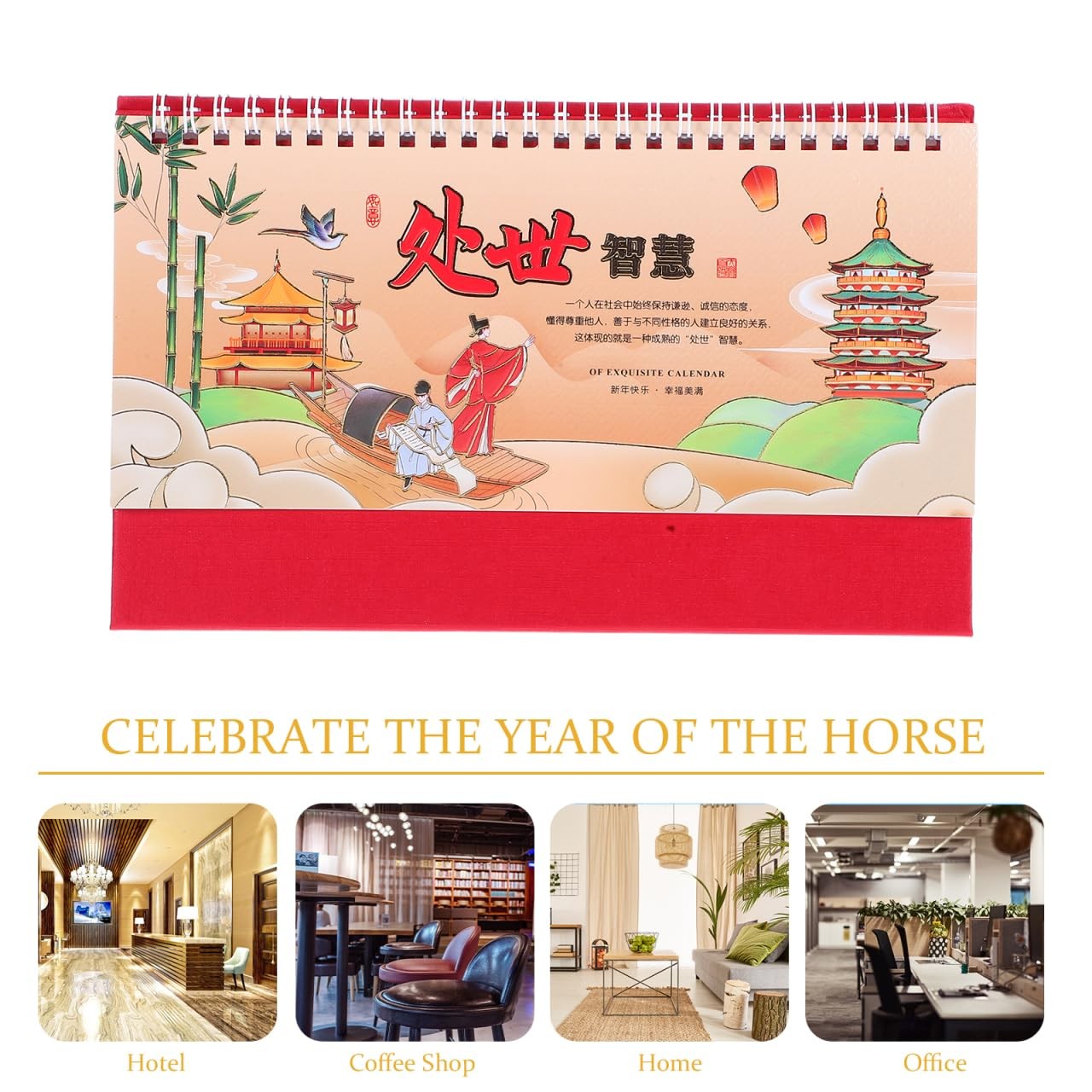 Desk Calendar: 2026 Chinese New Year Table Calendar Monthly Pages Flip Multi