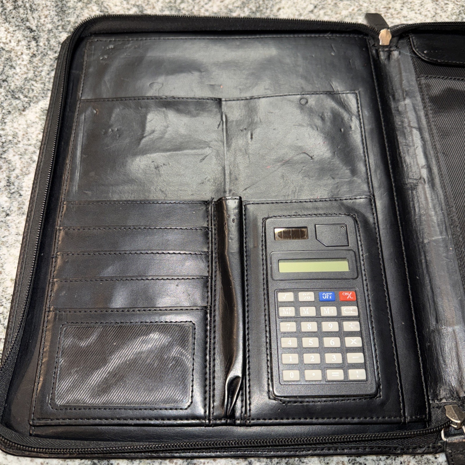 Franklin Covey Black Leather Zip Around Padfolio Pad Holder 10″ x 12.5″