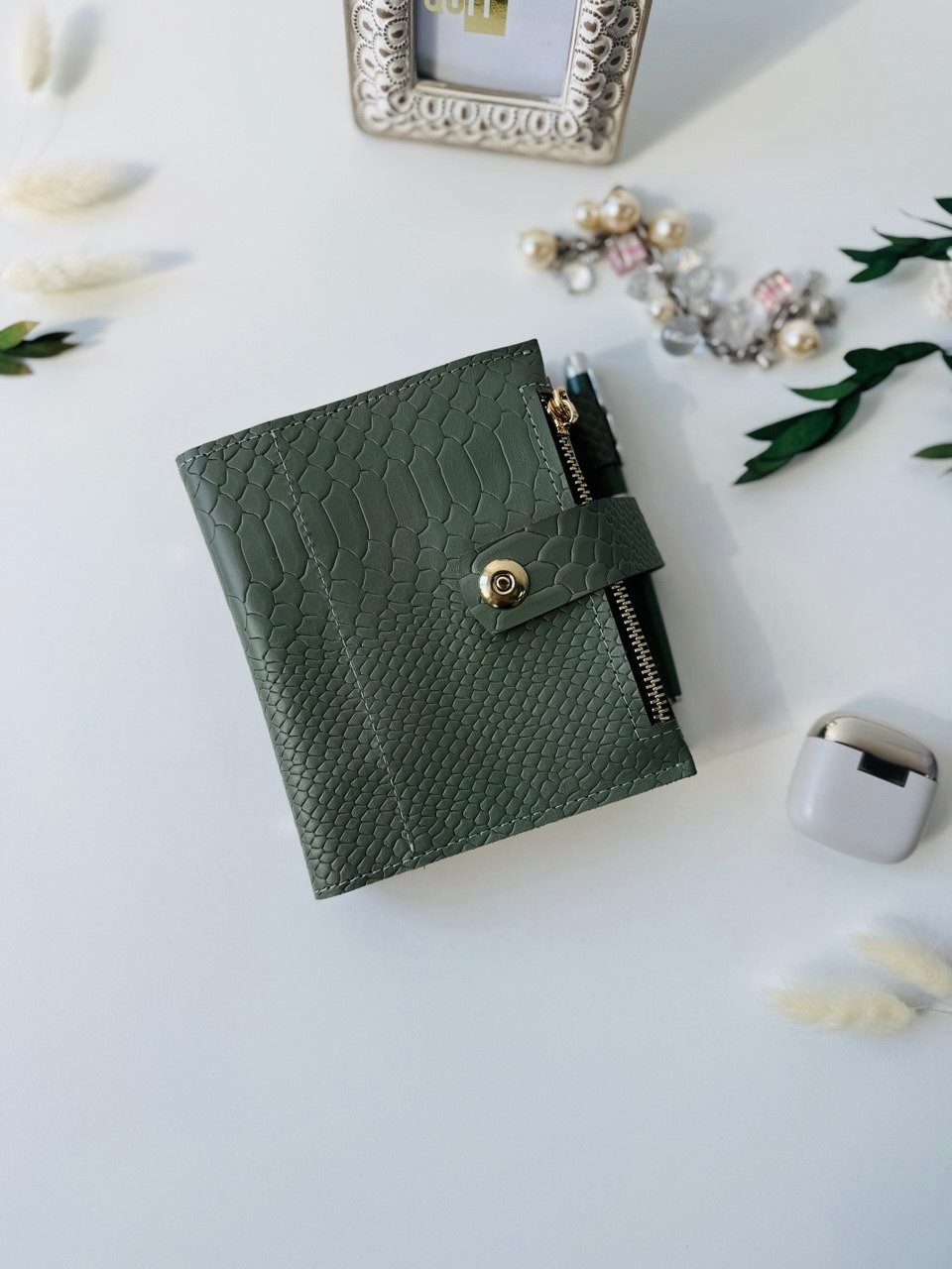 Natural Leather notebook cover A7 2 rings mini wallet. Dated 2026 planner gift.