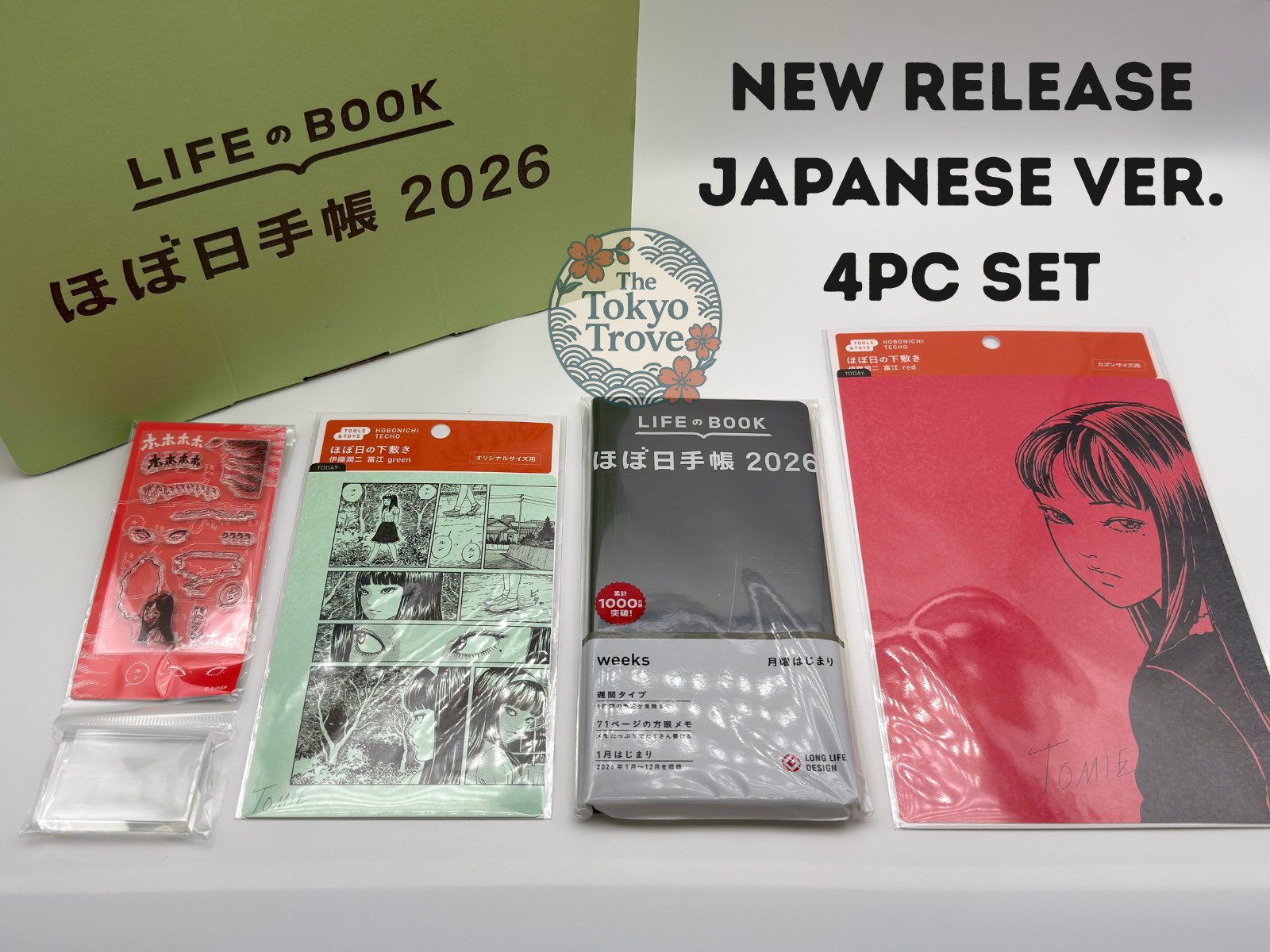 Junji Ito TOMIE Hobonichi 4pc Set 2026 Weeks Planner Pencil Board Stamp Japan
