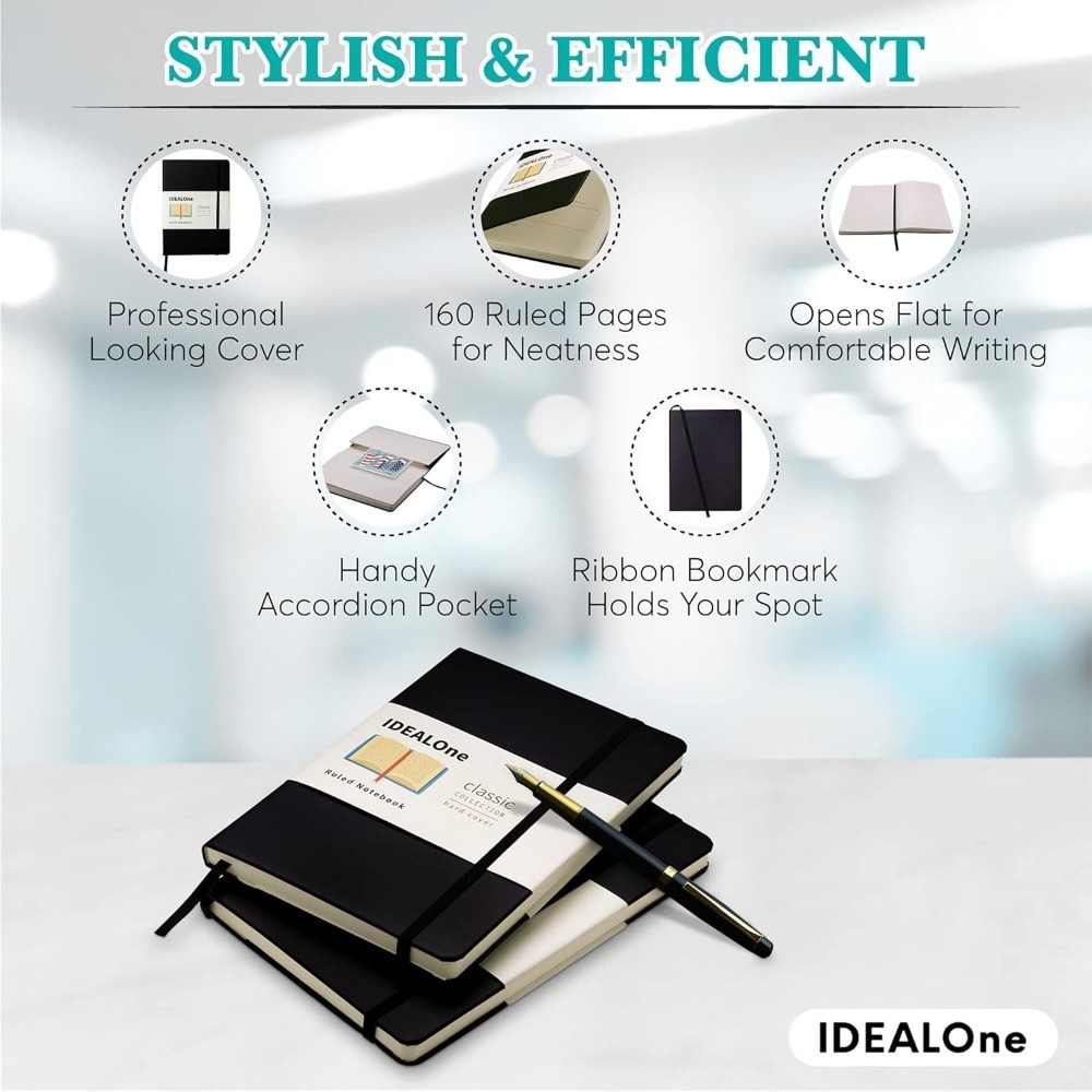 Hardcover Lined Journal Notebook A5 Size College Ruled with 100GSM Thick Paper