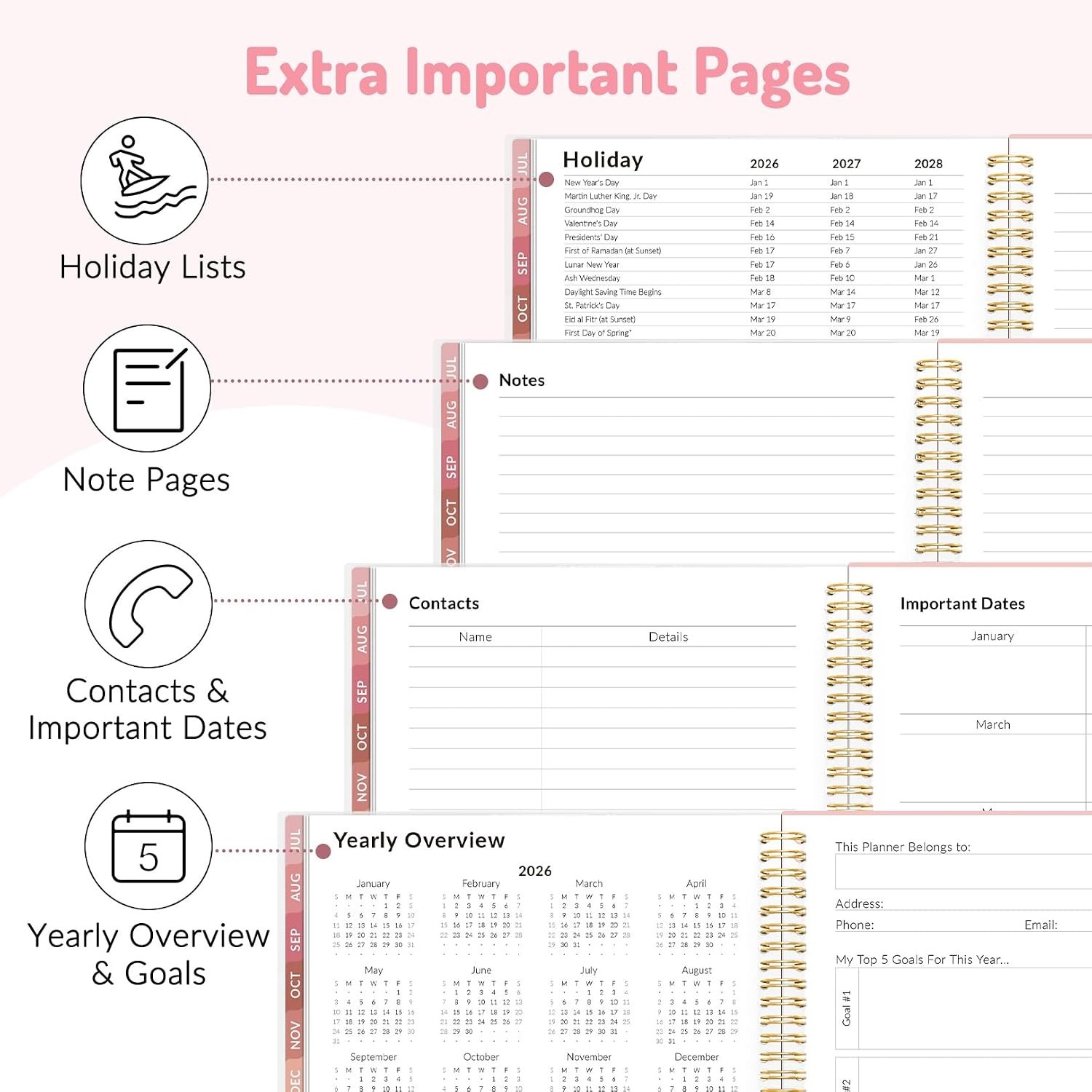 2026-2027 Teacher & Student Planner in Pink – 160 Pages for Effective Planning