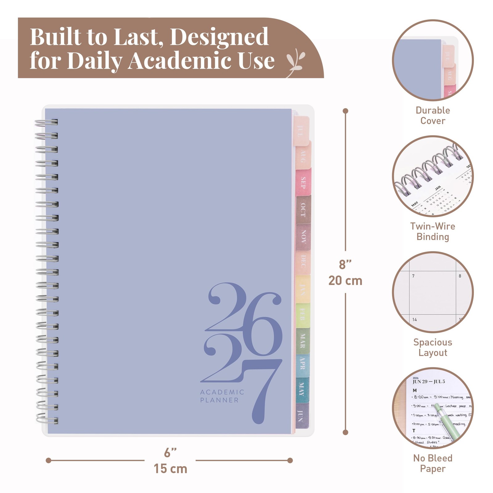 Rileys Academic Planner 2026-2027, (2026 – 2027) 8 x 6 Inch, Blue – Classic
