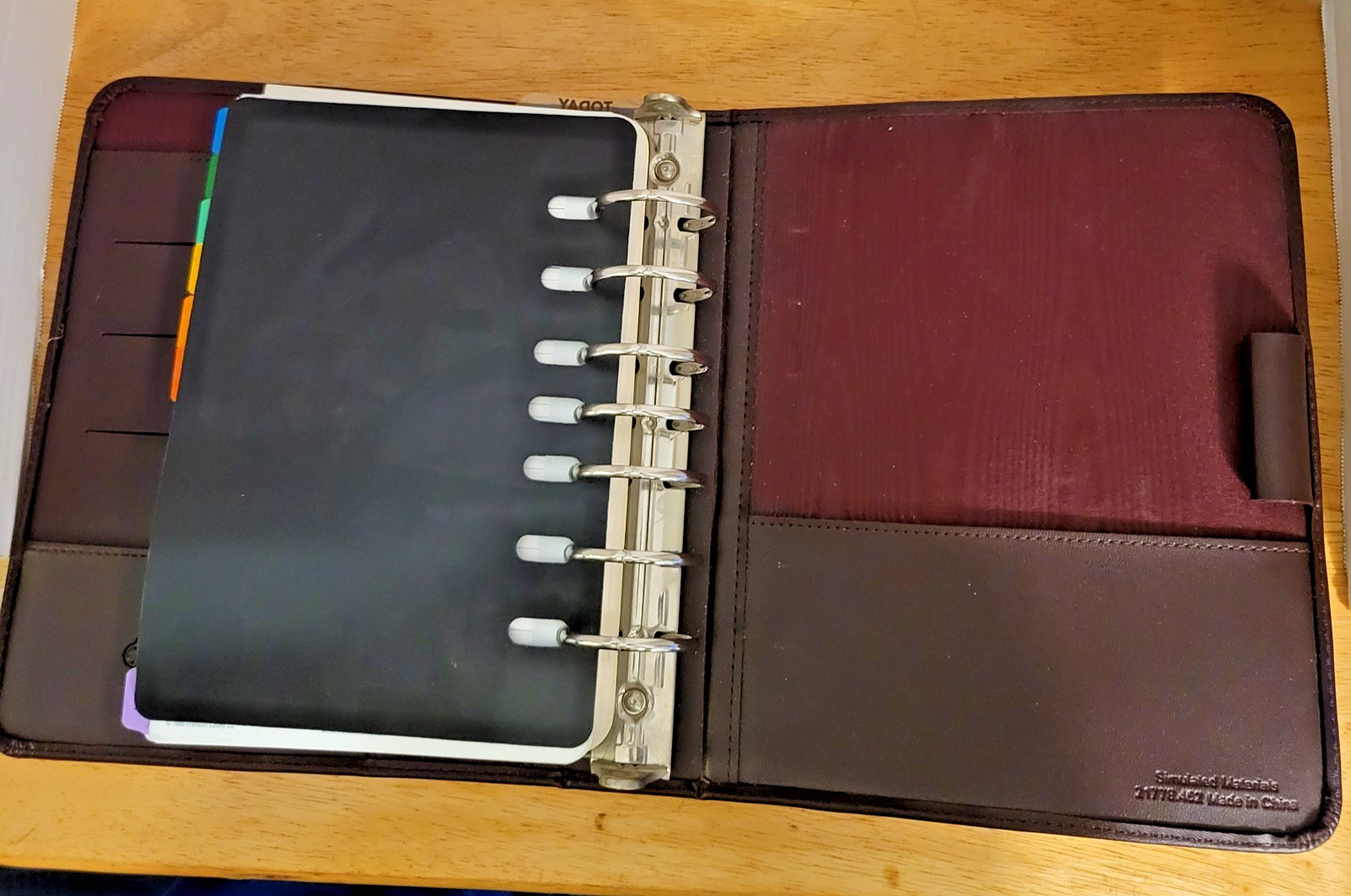 Brown Franklin Planner Classic Size 8″x9″ Open Vinyl 7 Ring Planner