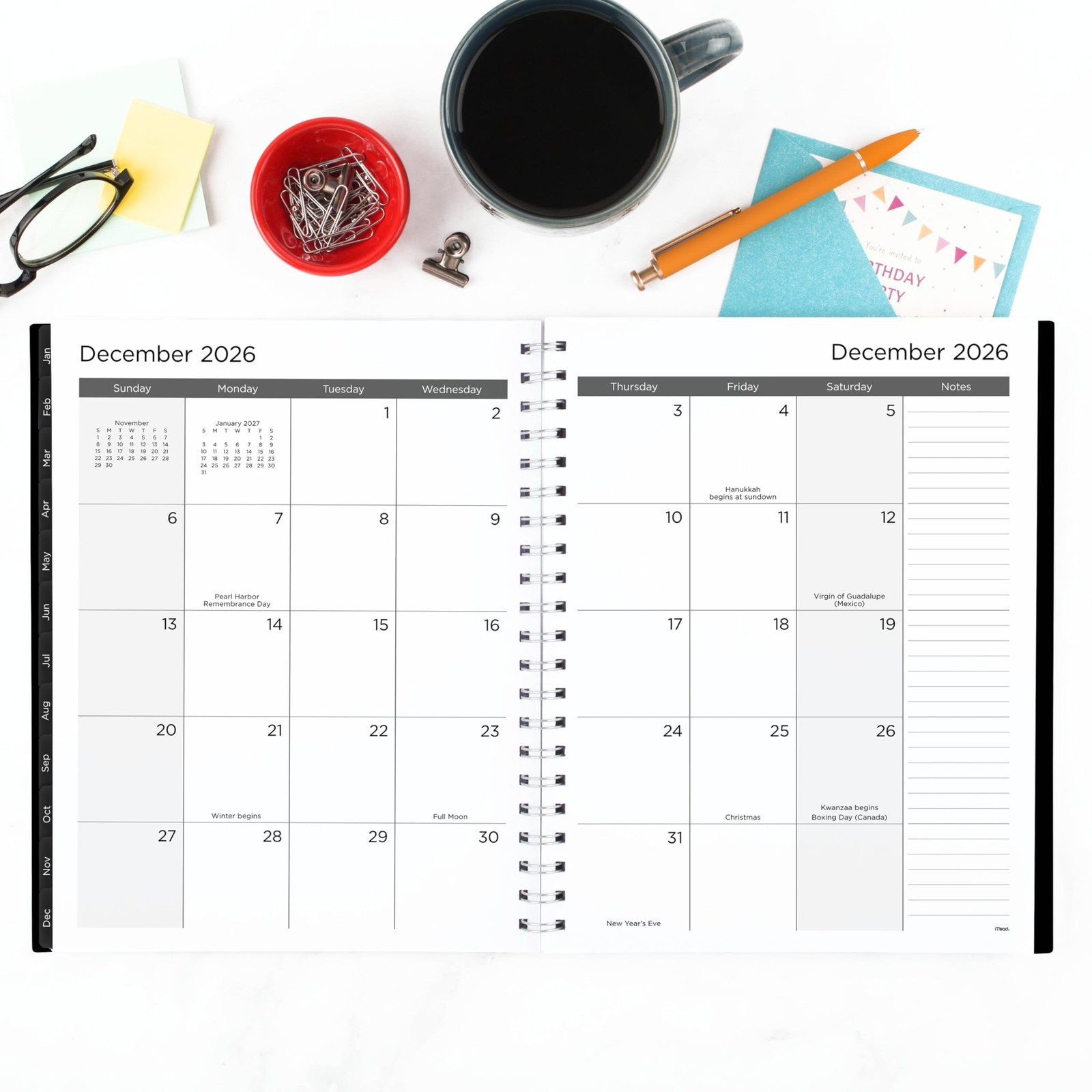 Mead 2026 Planner, Weekly Monthly, 15-Month, 8-1/2 x 11, Large, Basic, Black…