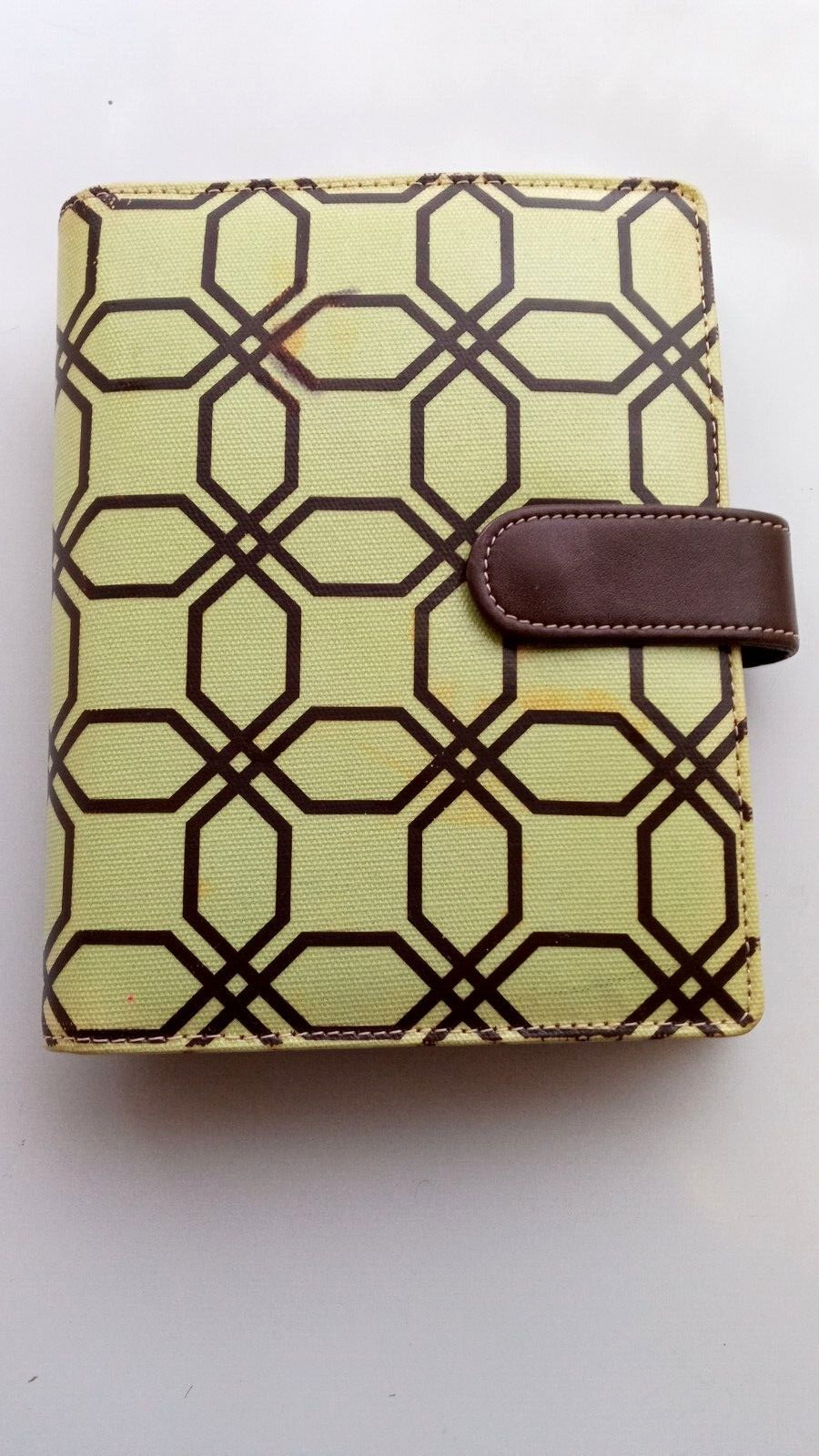 Franklin Covey Small Travel Organizer Green Geometric Pattern 6 Ring 8″ x 6″