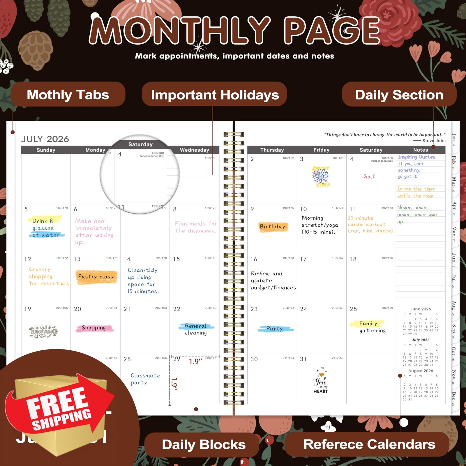 Artfan 2026-2031 5 Year Monthly Planner 9″x11″