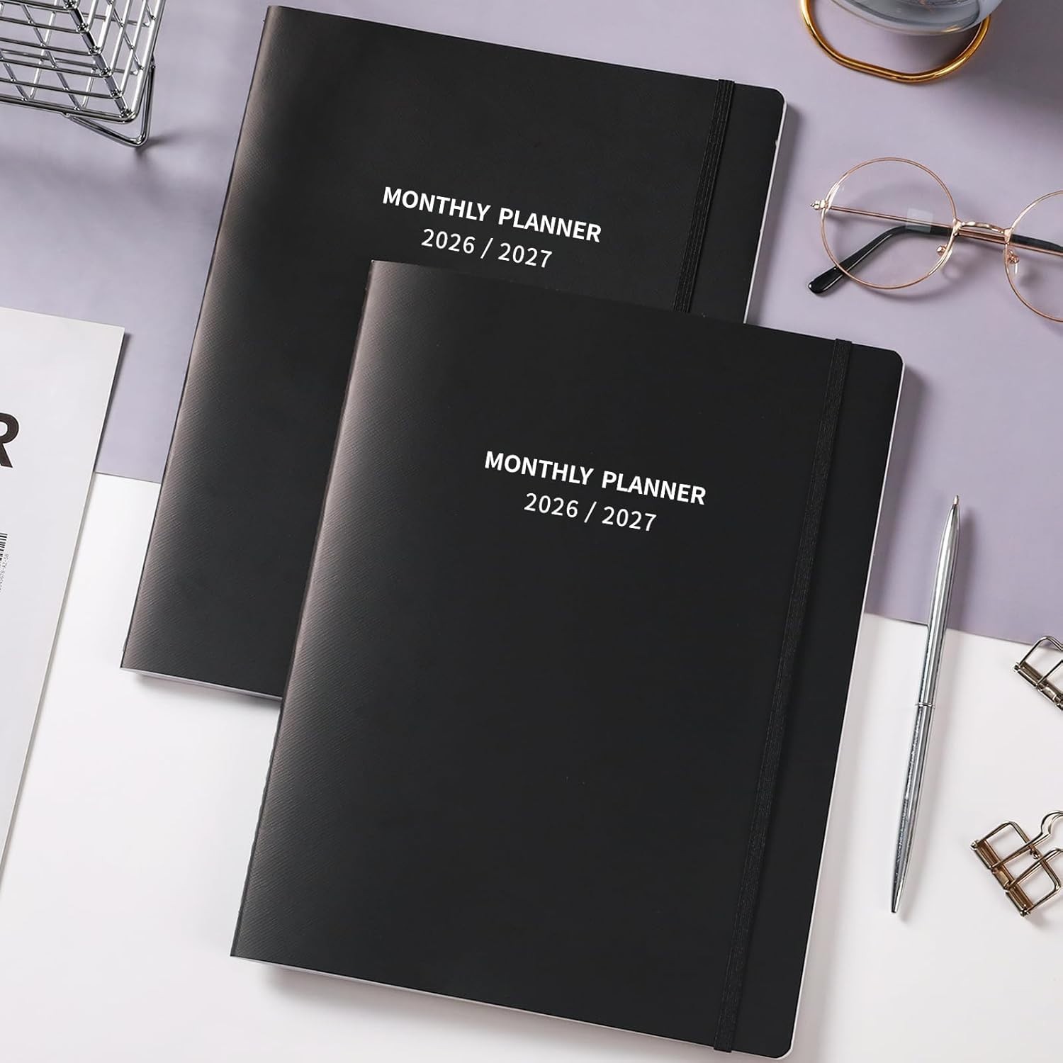 Monthly Organizer 2026 2027 Calendar 24 with Elastic Closure and Pocket