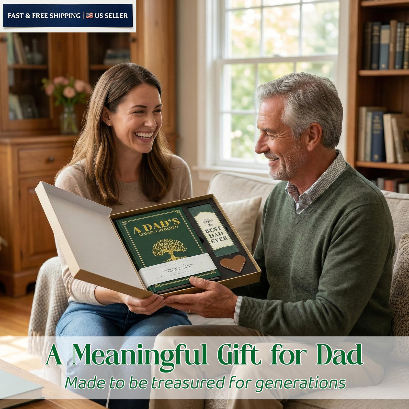 GAUDORA Fathers Day Birthday Dad Gifts from Daughter Son Green Dad’s Legacy