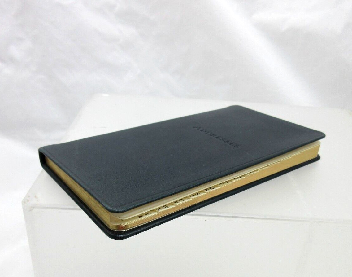 Address Book Pocket Size 3×6 Leather Cover Passwords Graphic Image Navy Blue