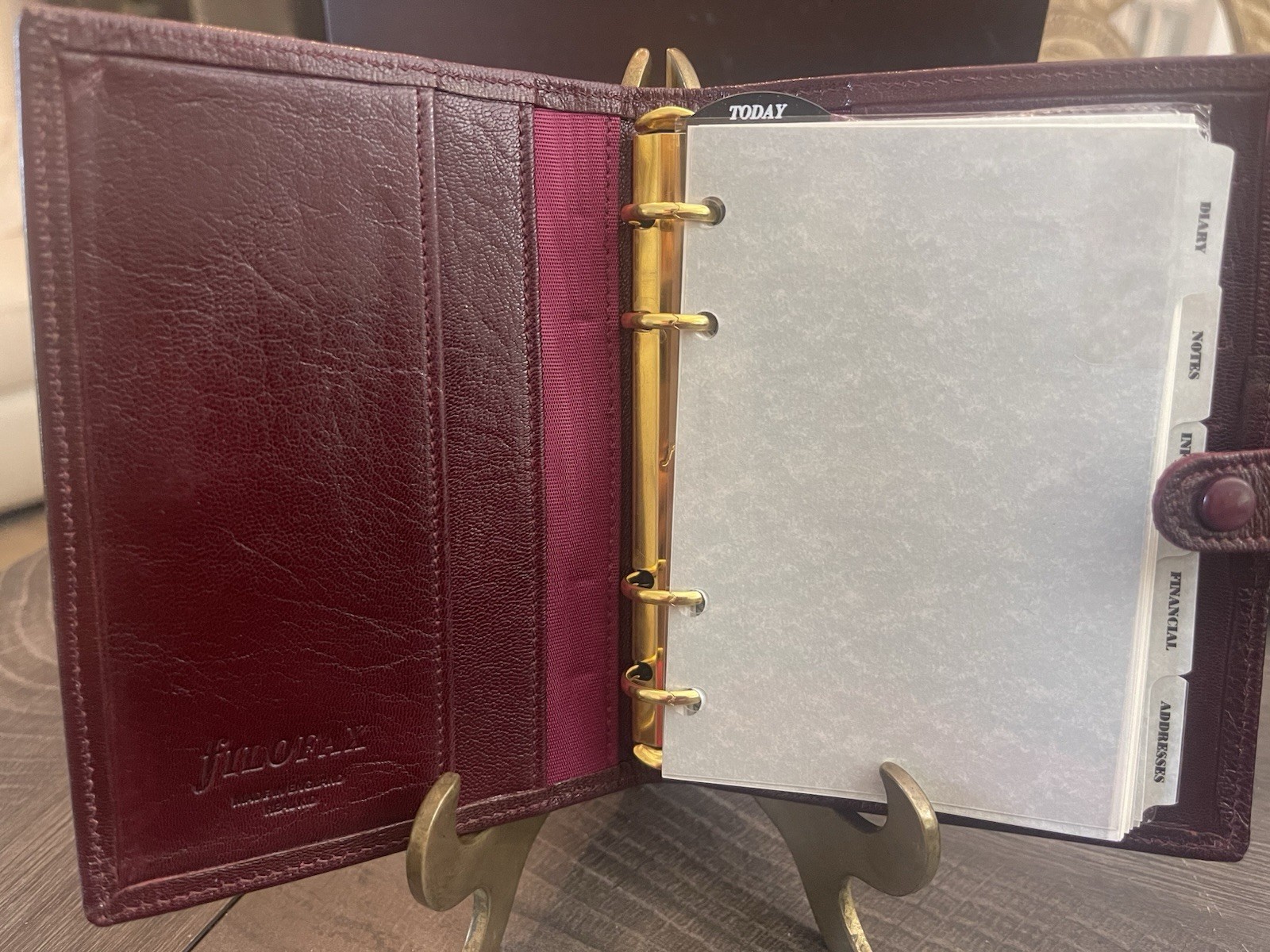 Filofax 1996 Pocket 4-Ring Snap Strap Closure Real Kid Leather Made In England