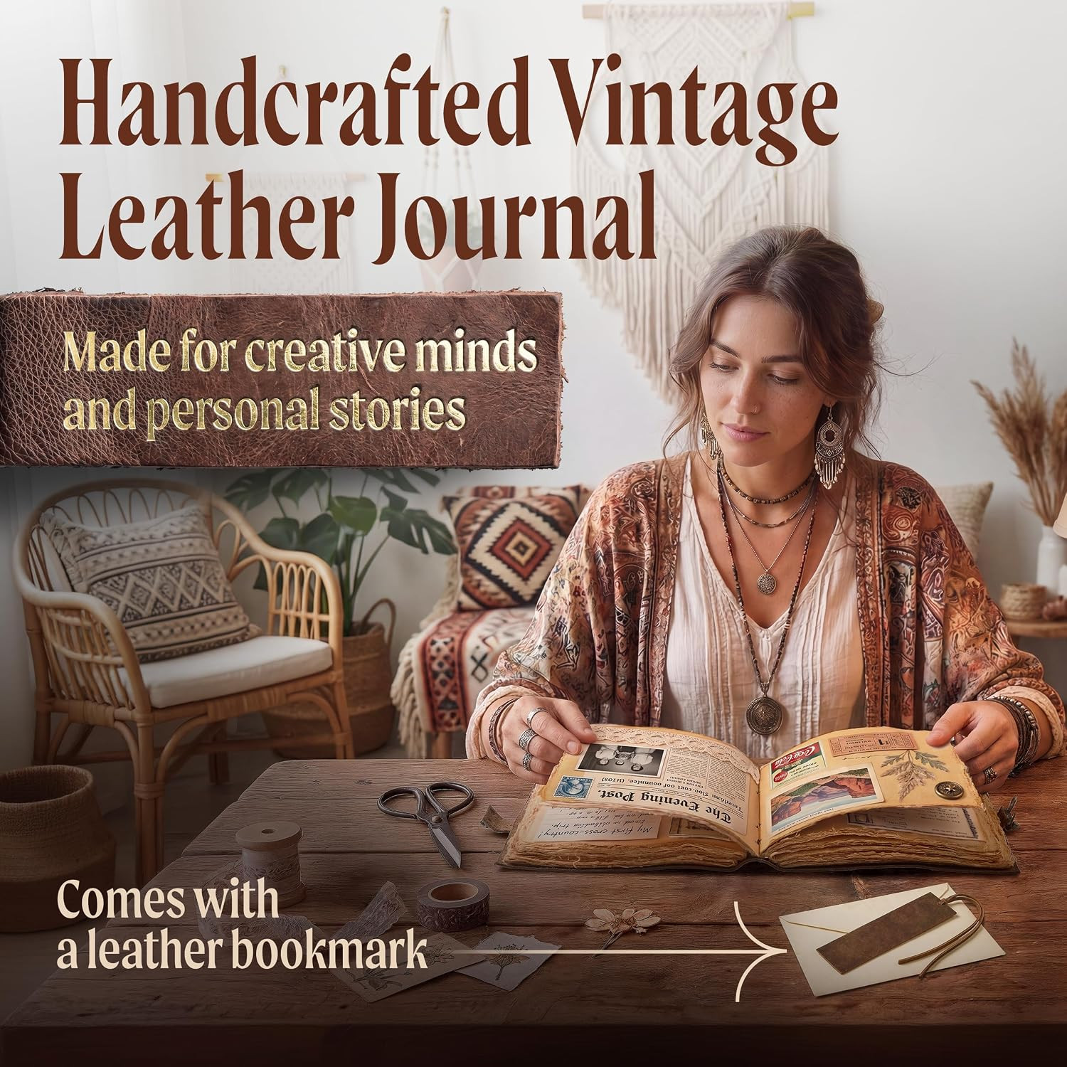 Writer’S Vintage Leather Journal 8X10 Inch | 200 Deckled Pages, Antique Manuscri