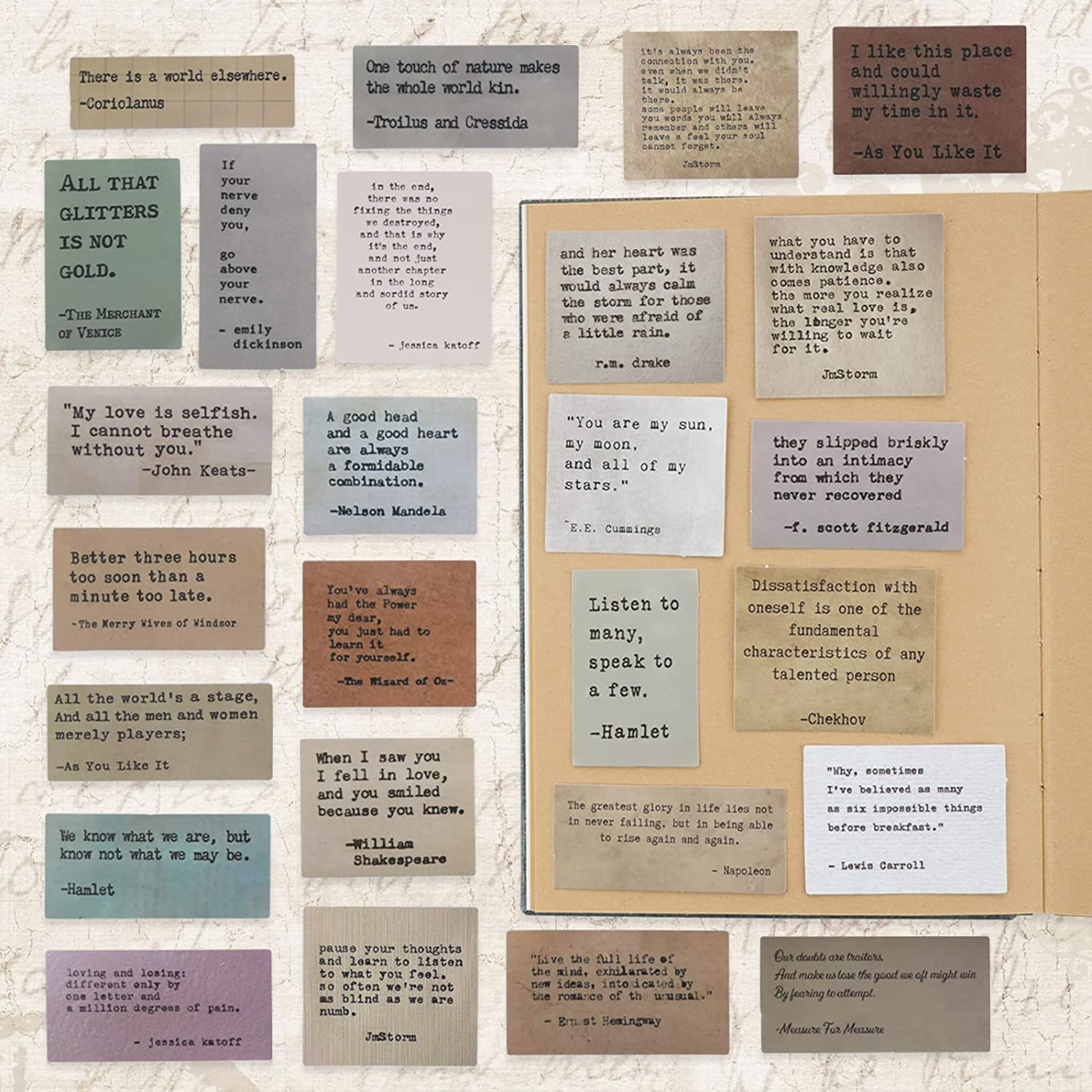 300 Retro Typewriter Style Motivational Quote Stickers for Journaling Laptop
