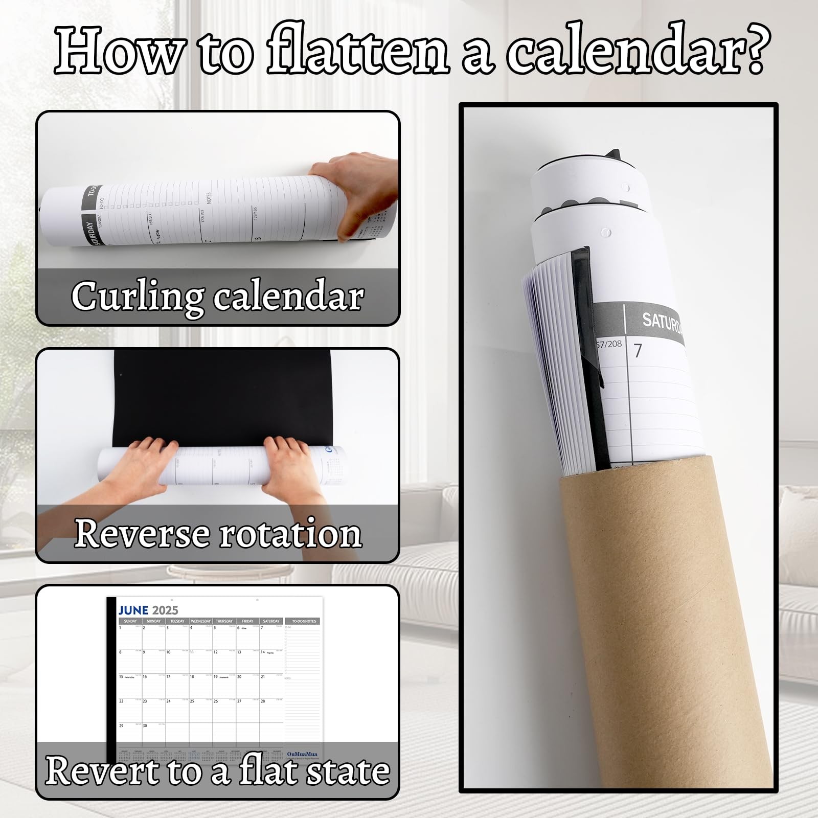 GuassLee Desk Calendar 2025 Large 22″x17″, 2025-2026 White