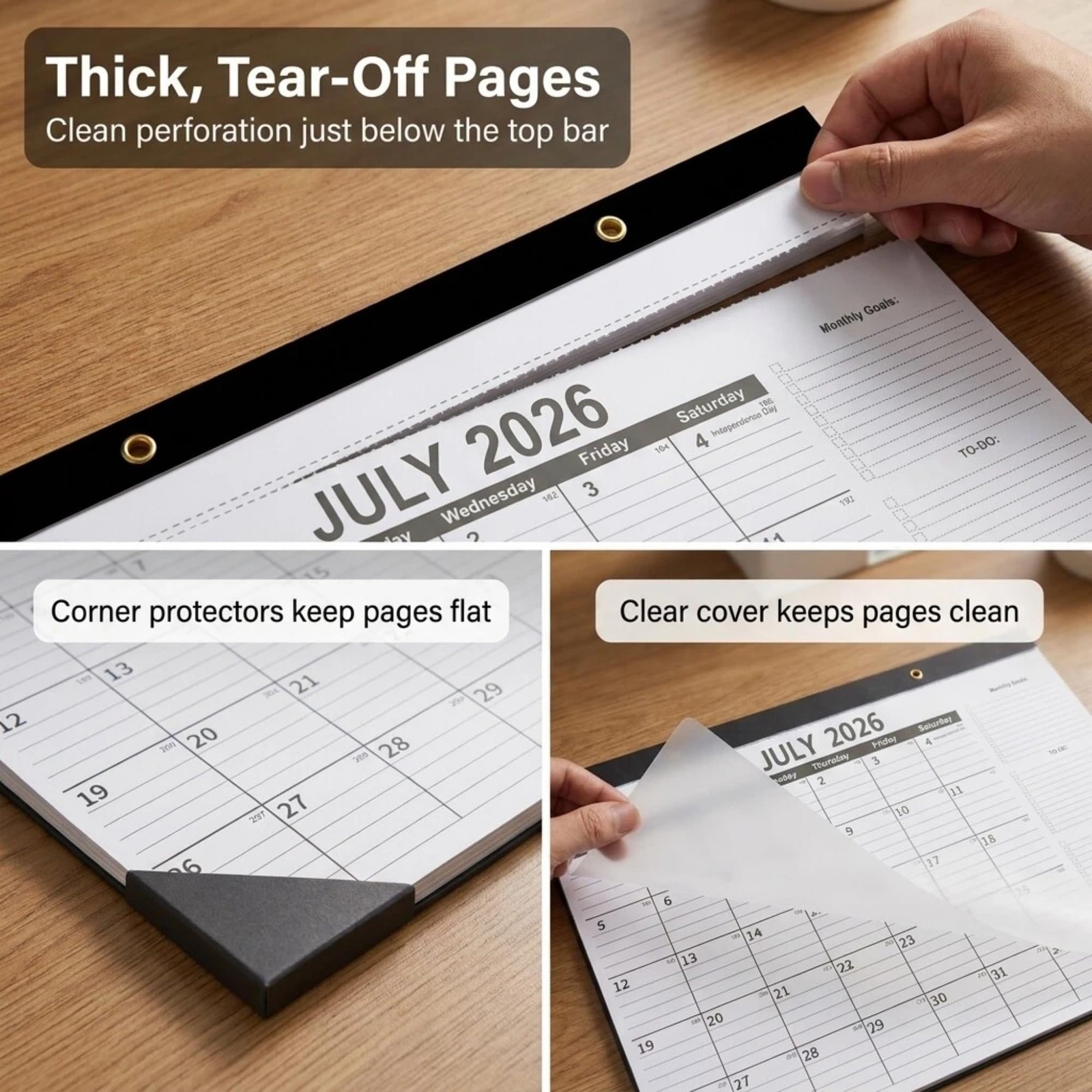 2026-2027 Desk Calendar – 17″ x 12″ Monthly Academic Wall Calendar, White