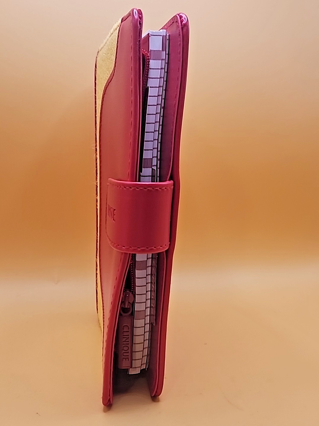 Vintage Clinique Planner Address Book Red Leather & Yellow Felt 5.5 x 7.75