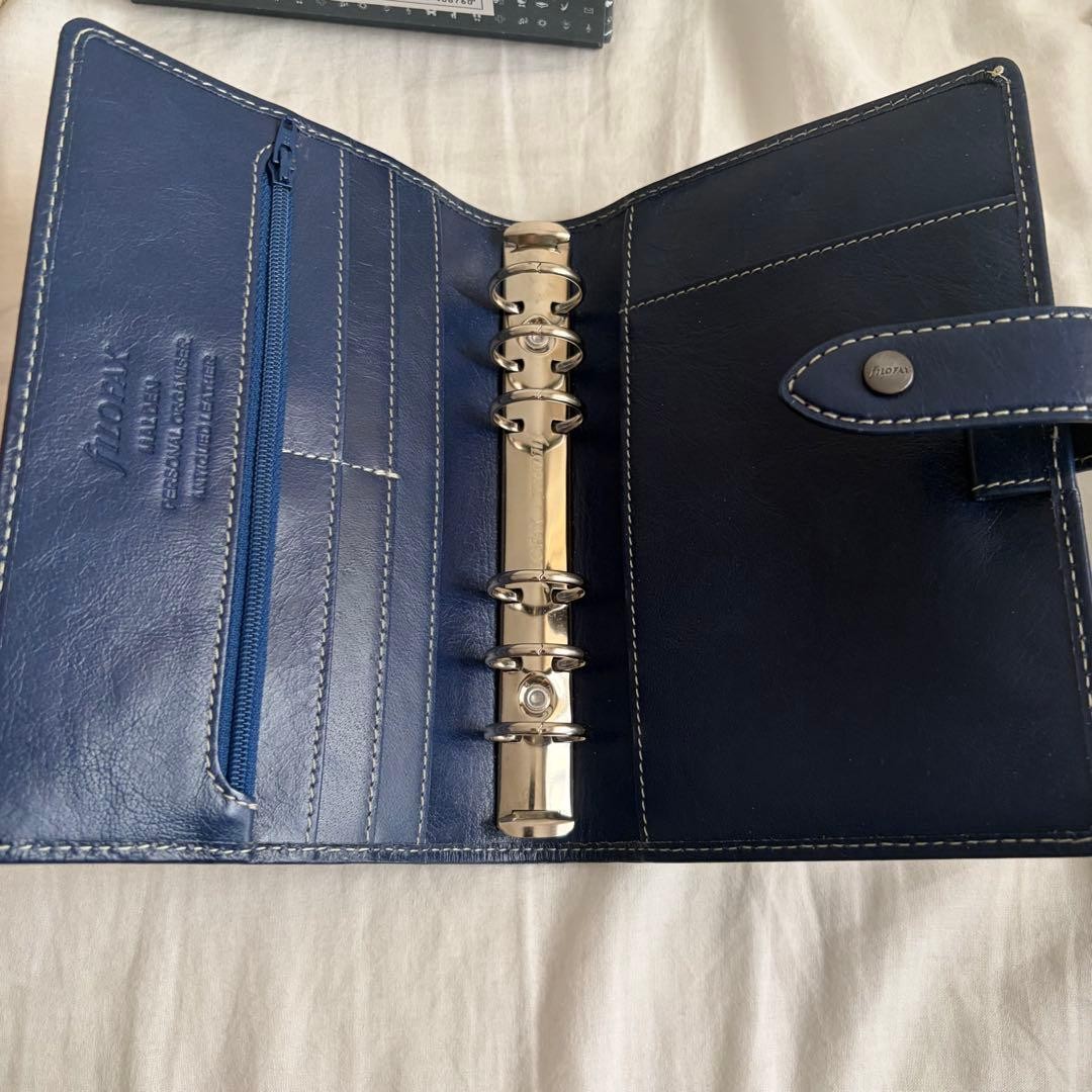 Filofax Malden Navy Blue Personal Size System Organizer Planner Used