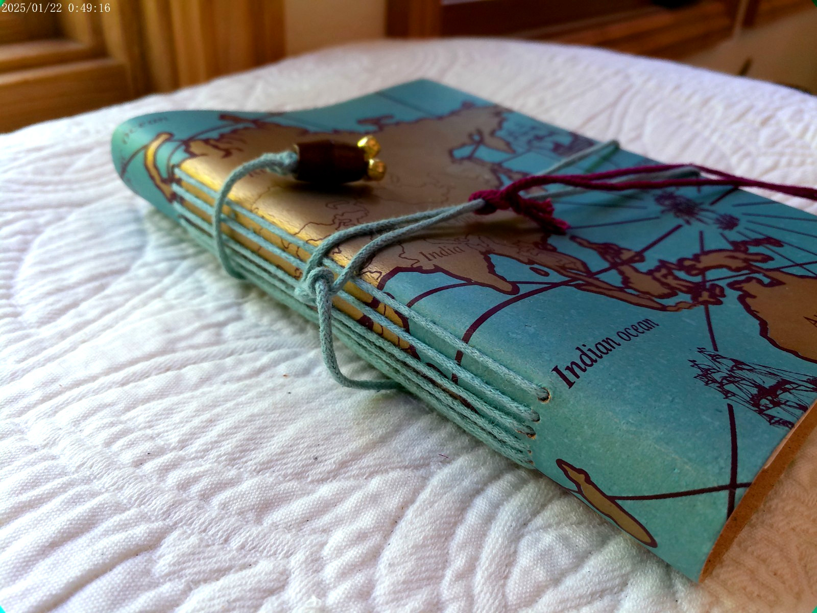 JEWEL OF MUMBAI WORLD MAP HANDMADE LEATHER JOURNAL METAL LATCH 144 LINED PAGES